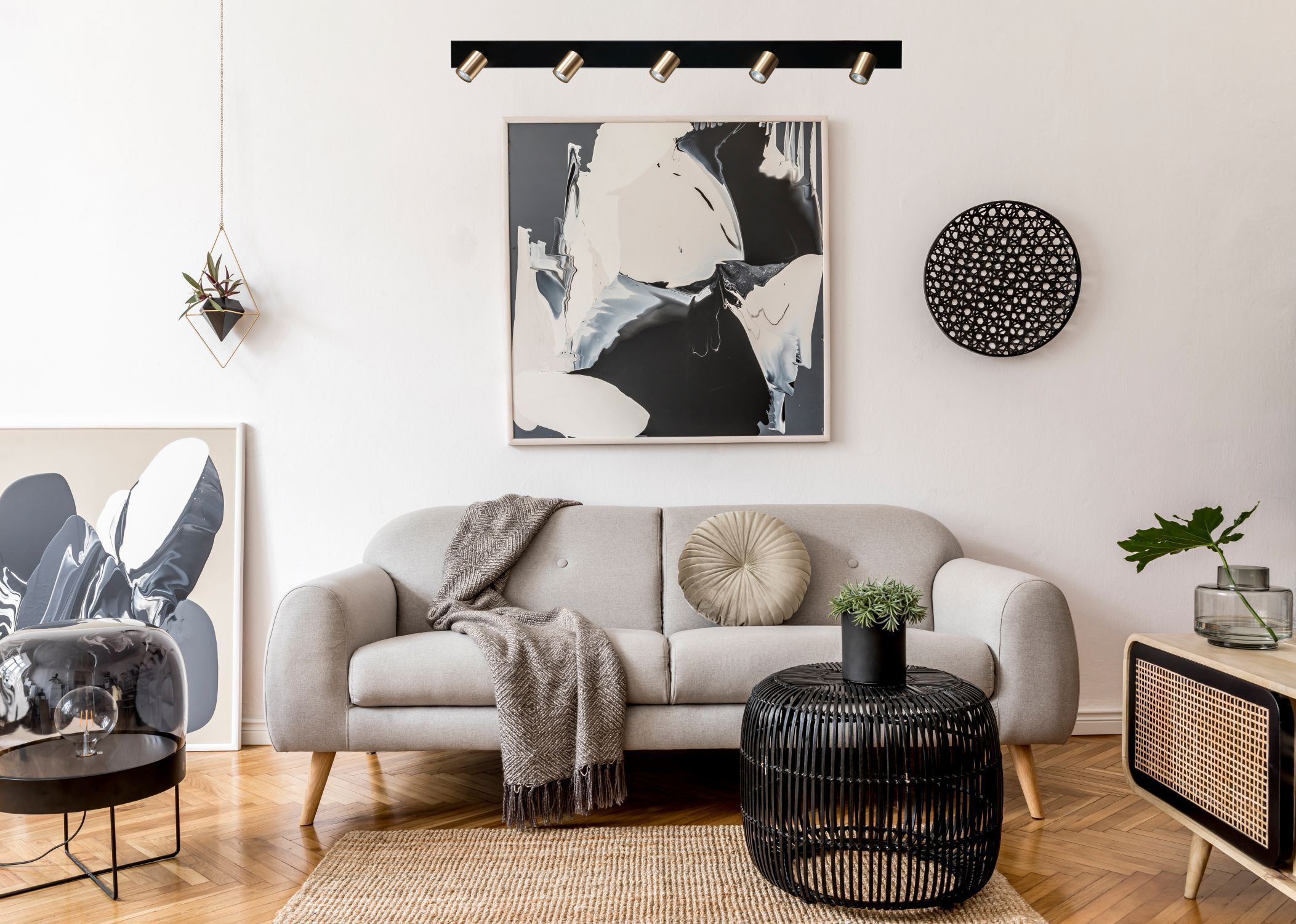 Spot Spot noir or 130 cm de long 5 flammes
