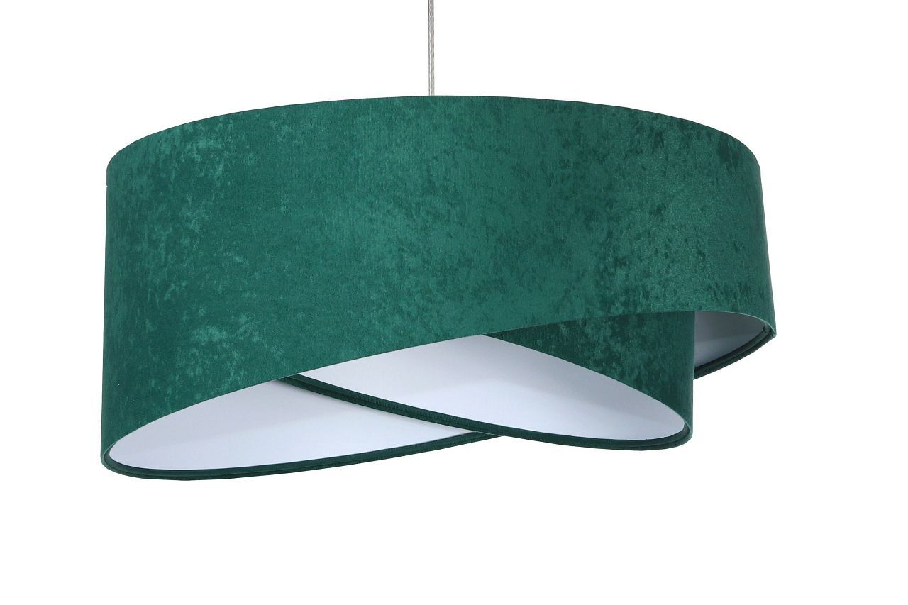 Suspension ronde Ø 50 cm E27 Tissu aspect velours vert blanc Lampe, Lampenschirm
