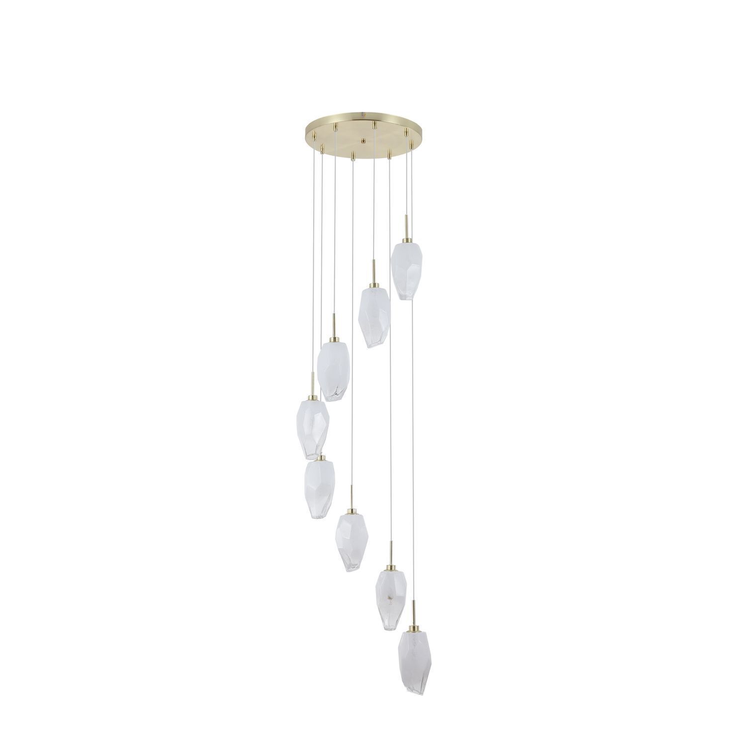 Lampe à suspendre ronde verre métal 8 flammes en laiton blanc