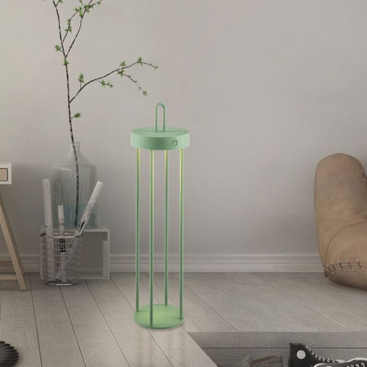 Lampe de table LED rechargeable métal dimmable IP44 2700 K vert