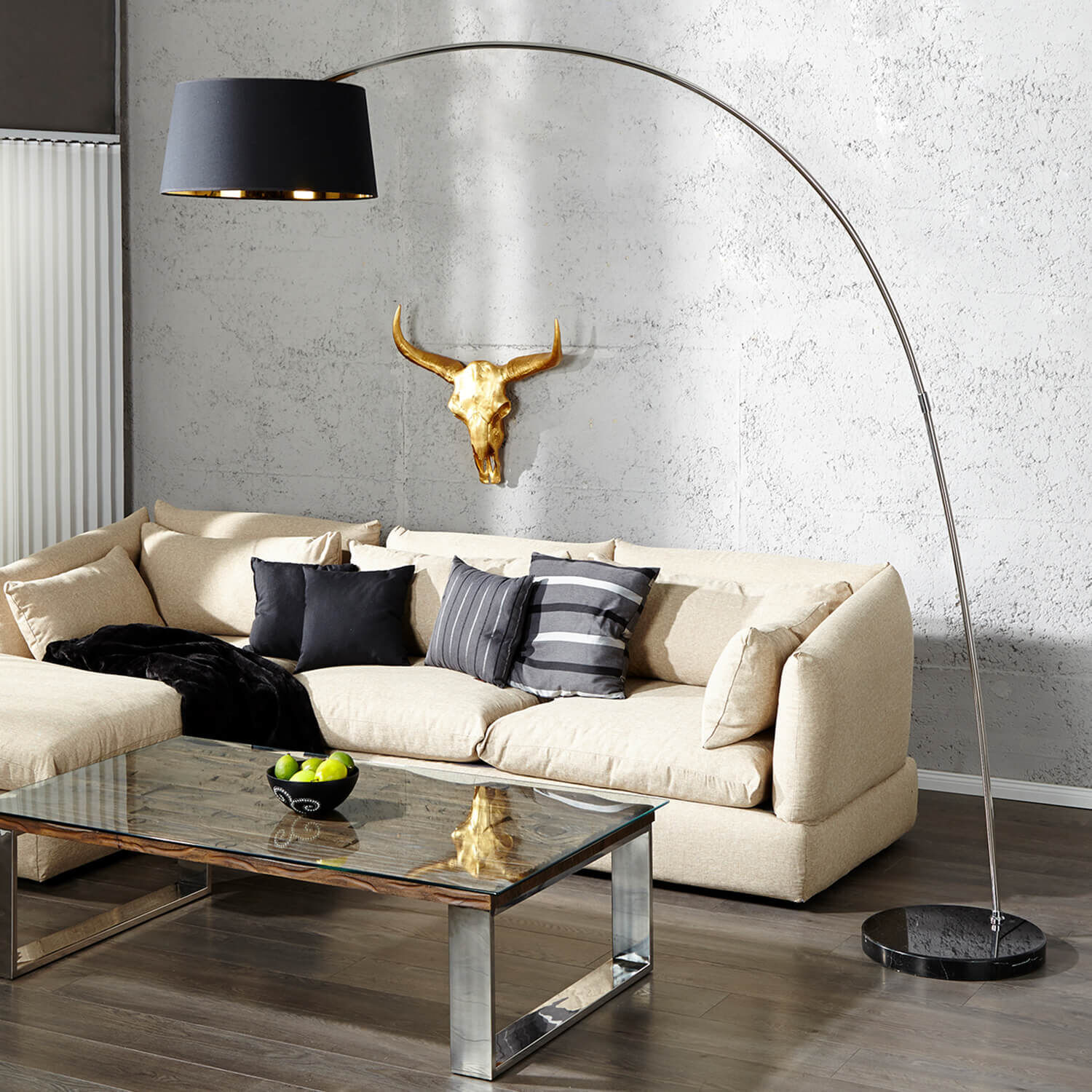 Lampe à arc design BANGO 195 cm noir Salon