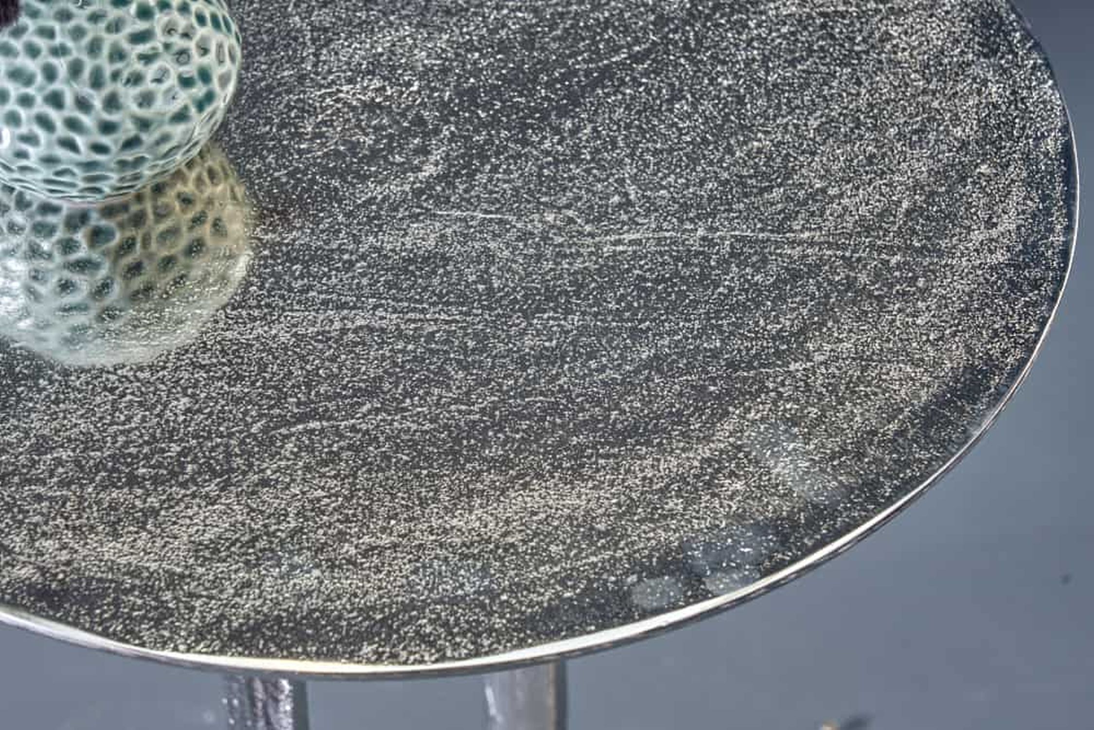 Beistelltisch Metall in Weiß Silber 45x45 cm Handarbeit Moebel, Tabelle, Tischplatte