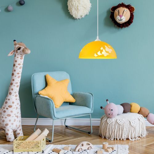 Suspension Lampe d'éclairage jaune Fille ronde