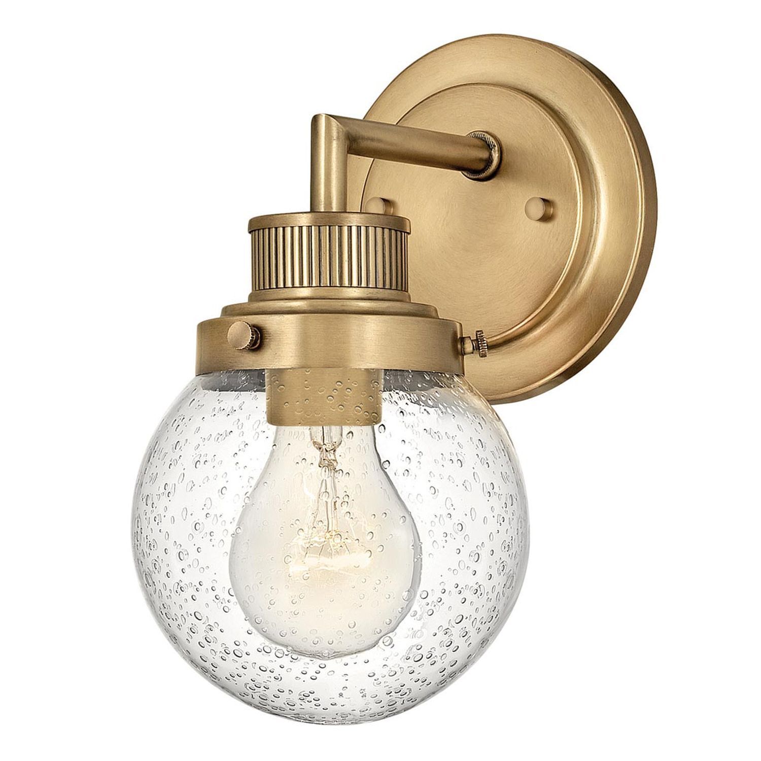 Lampe de salle de bain murale verre métal E27 IP44 hauteur 23,7 cm Abat-jour sphérique