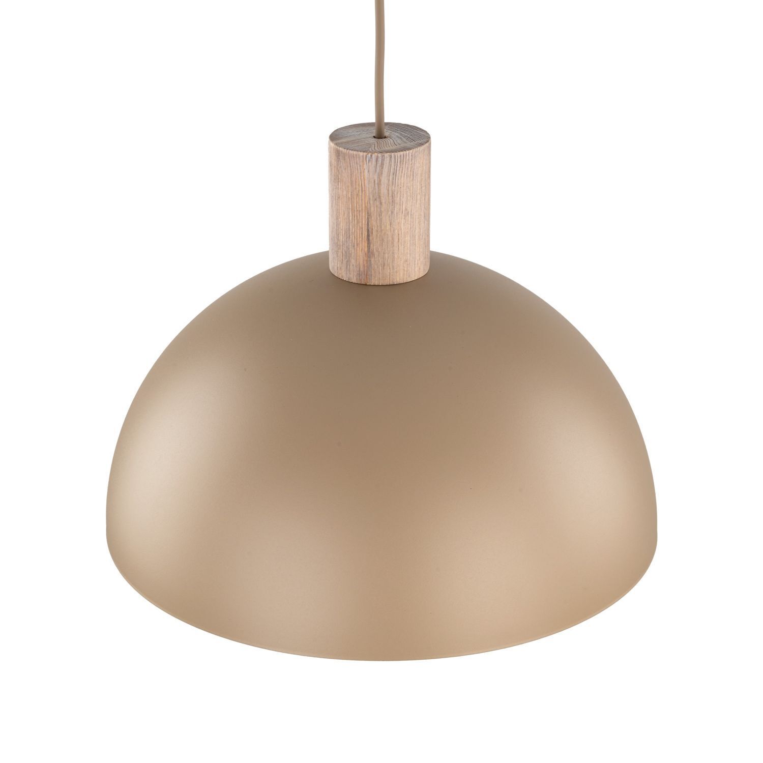 Pendelleuchte Zeitlos Holz Metall Beige B:33,5 cm E27 Hängeleuchte, Konkaver Körper, Beige, Holz Akzent, Schirmelement