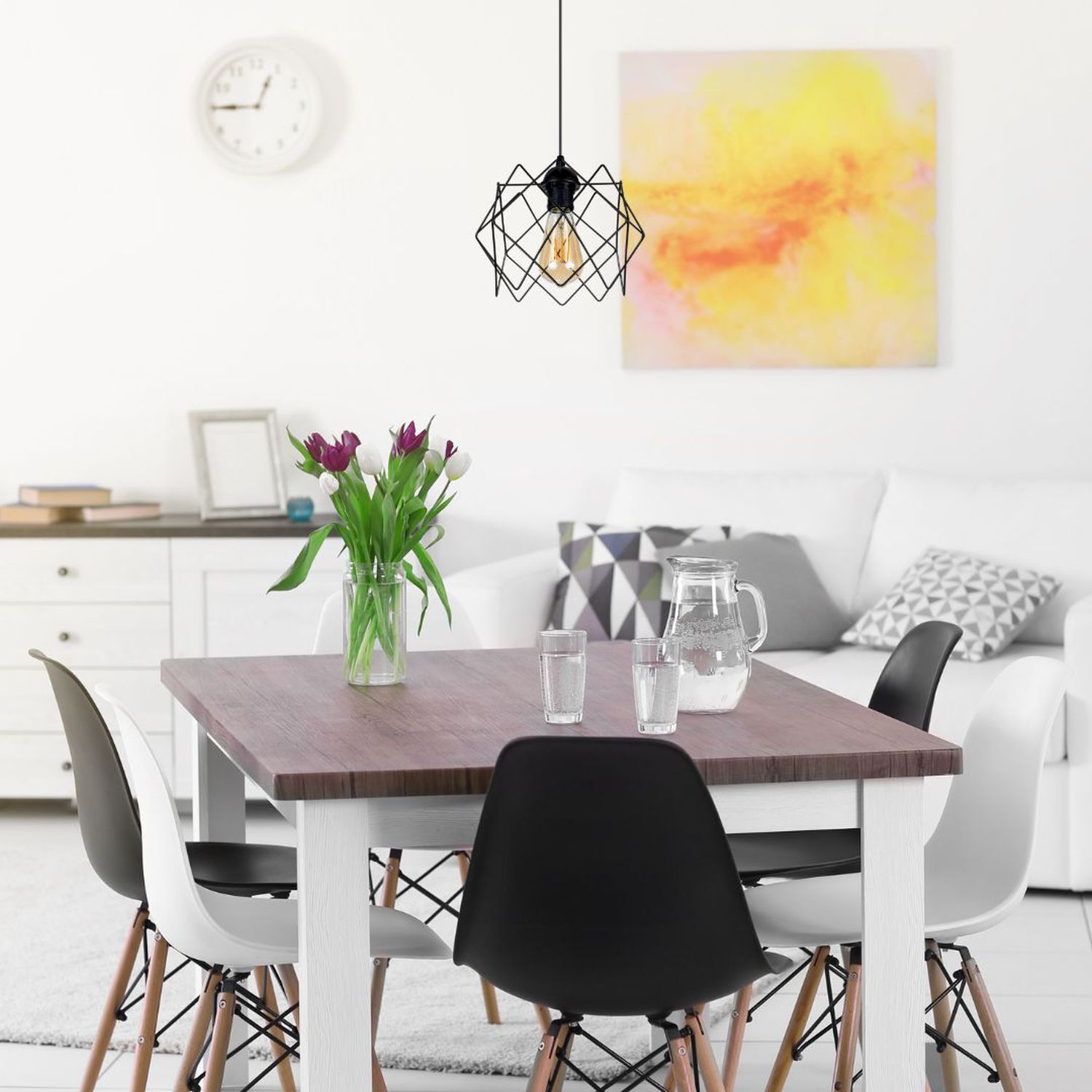 Loft Lampe à suspendre Noir Métal Ø19 cm E27 décoratif
