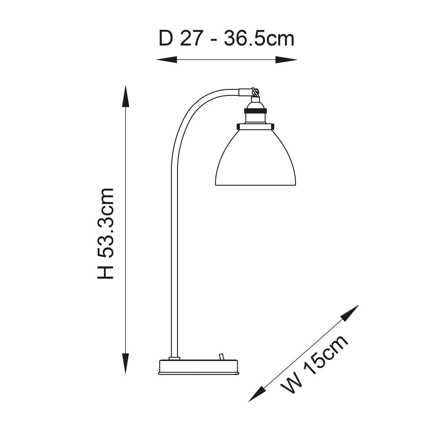 Lampe de bureau métal verre E14 réglable 53,3 cm nickel