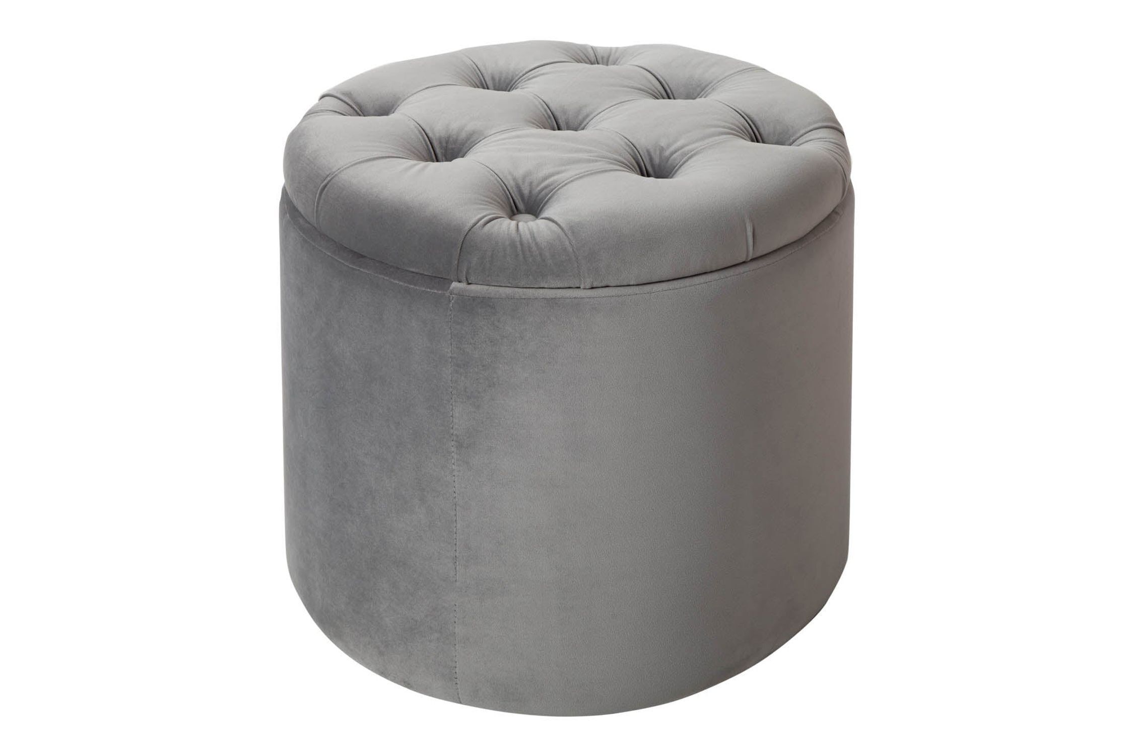 Tabouret gris avec espace de rangement velours métal Ø 50 cm