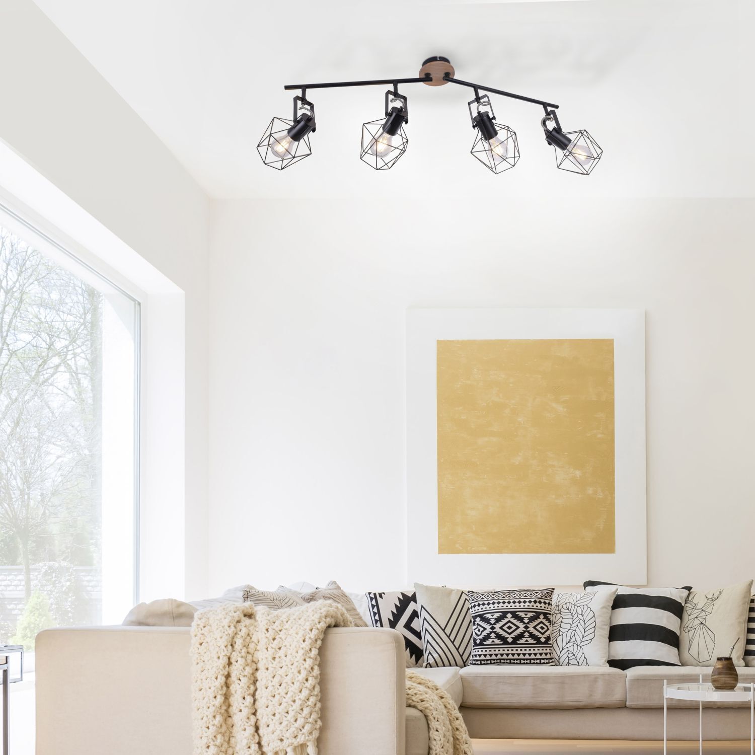 Beweglicher Deckenspot Holz Metall 110 cm E27 Vintage Dekoration für Zuhause