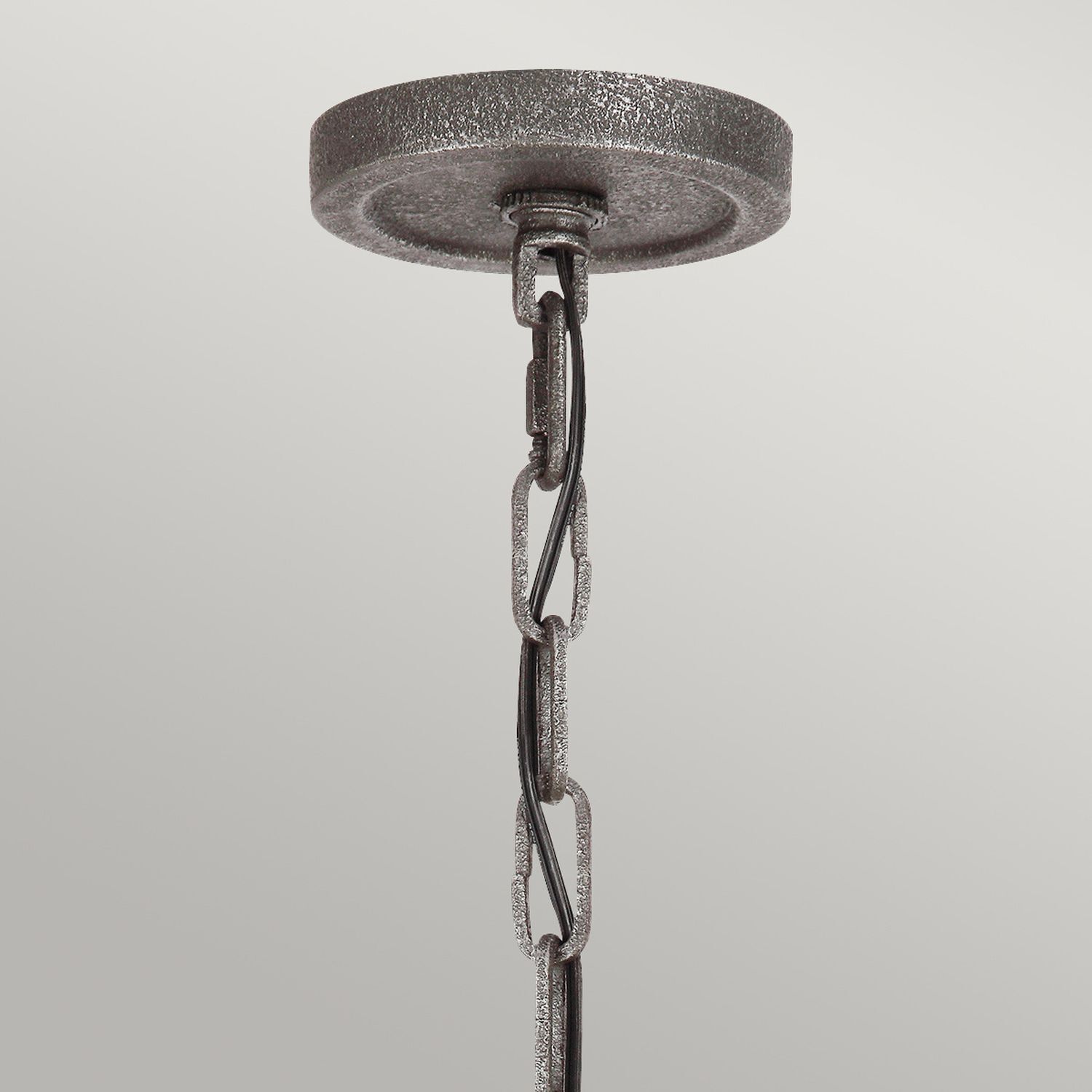 Kronleuchter Rustikal Glas Metall E27 D: 77,2 cm rund hängelampe, kette, metall, industriell, grau