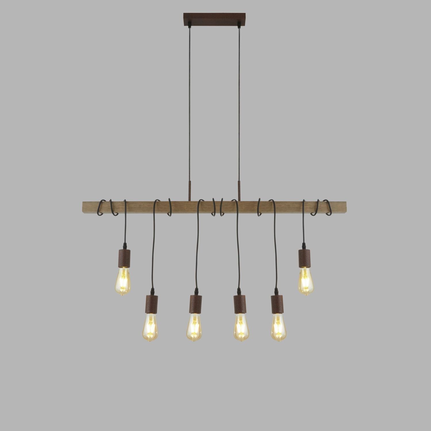 Lampe à suspendre bois poutre L : 100 cm pour 6x E27 Moderne