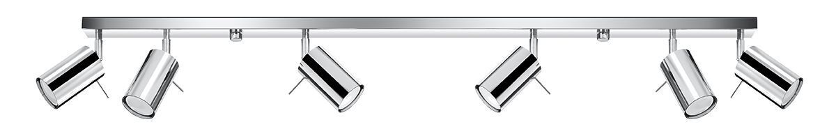 Spot de plafond 6 flammes GU10 118 cm chrome métal