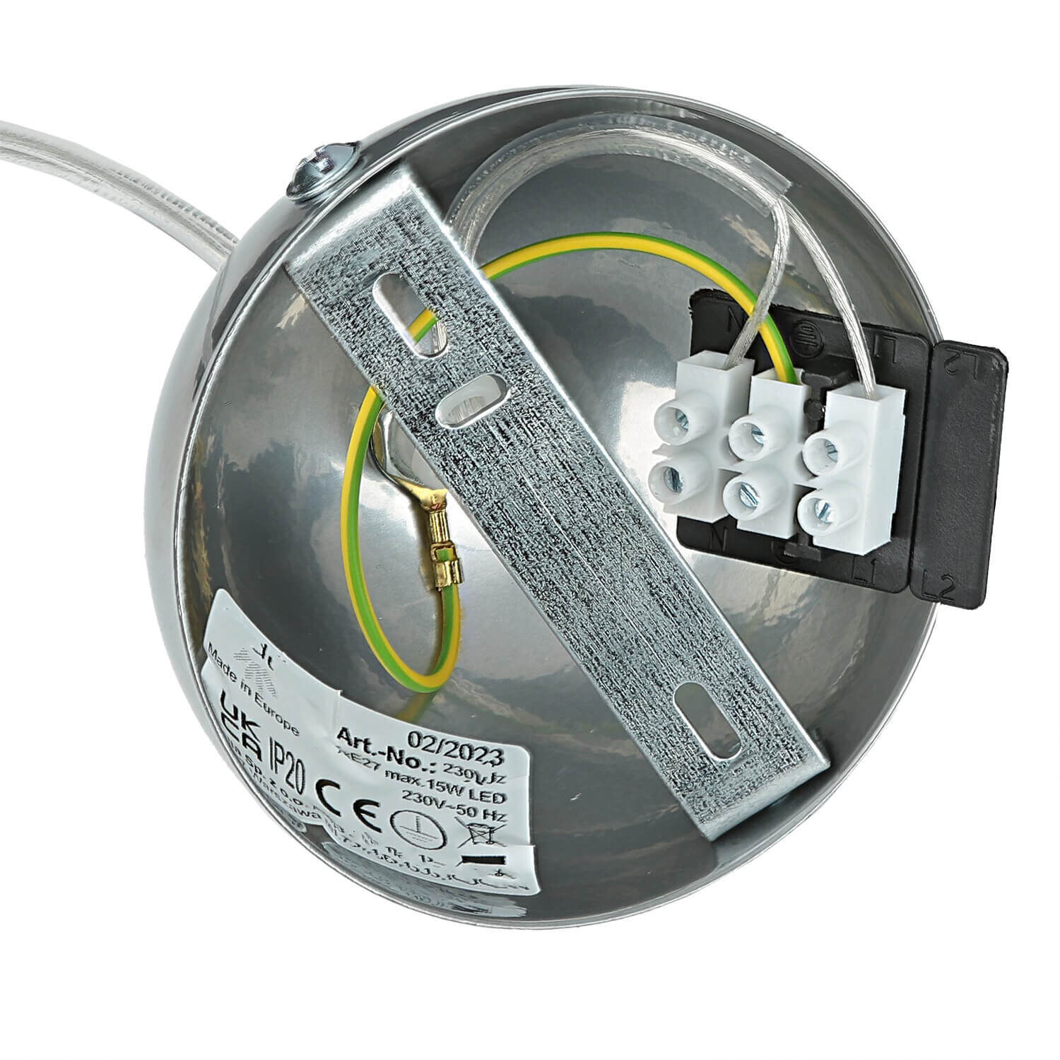 Lampe à suspendre grise tissu dentelle SELMA Chambre à coucher Bekleidung, Schutzhelm, Helm