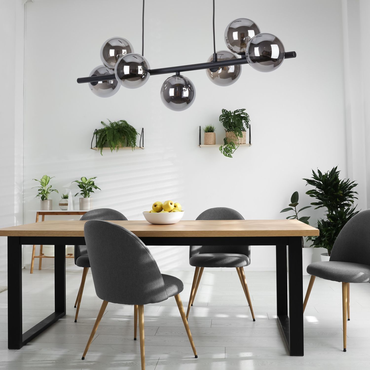 Suspension Noir Gris Verre Métal Moderne MIEKE