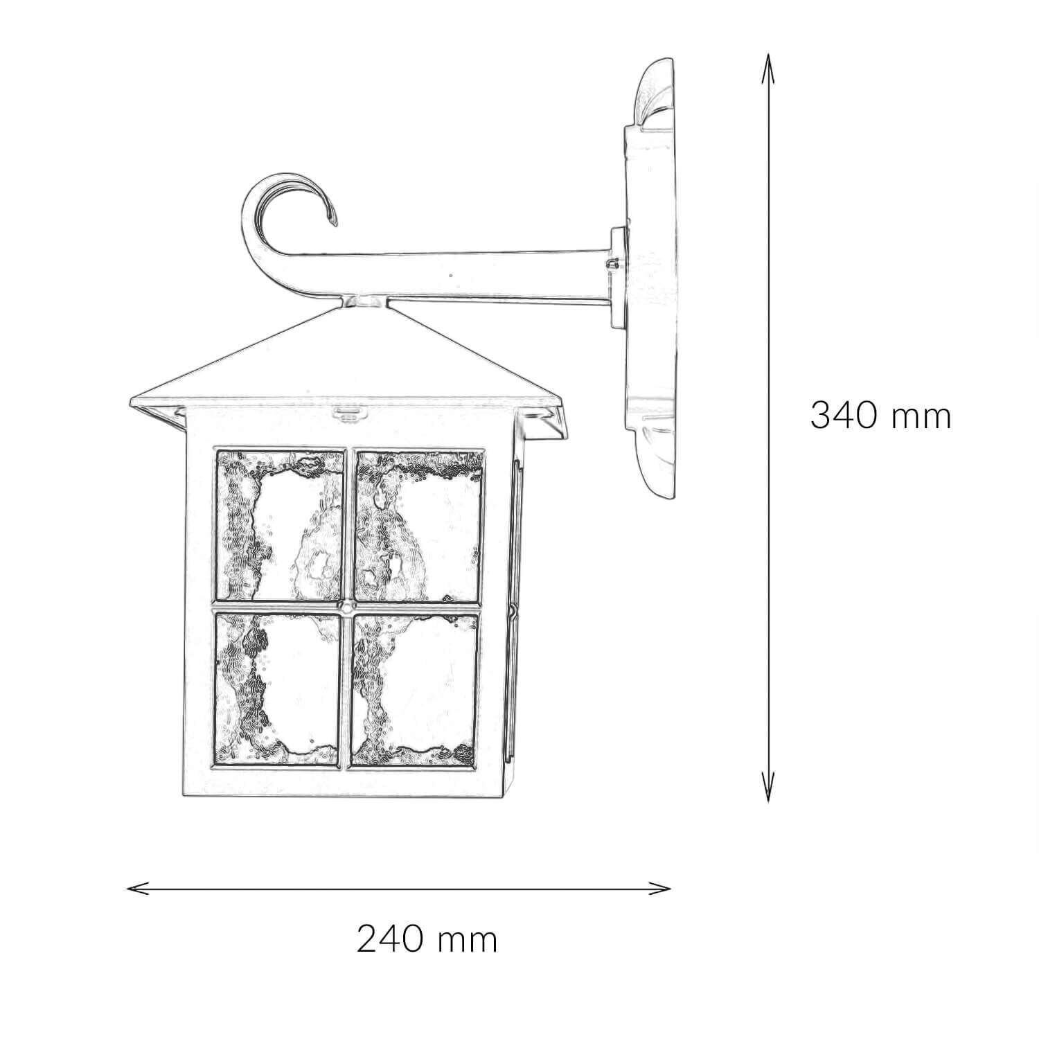 Lanterne murale rustique BAARLE IP43 verre ornemental