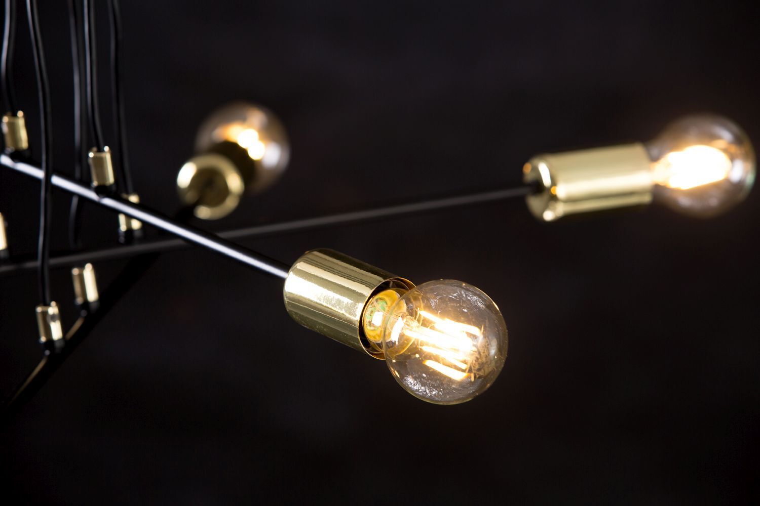 Lampe à suspendre noire or réglable 4x E27 Table de salle à manger