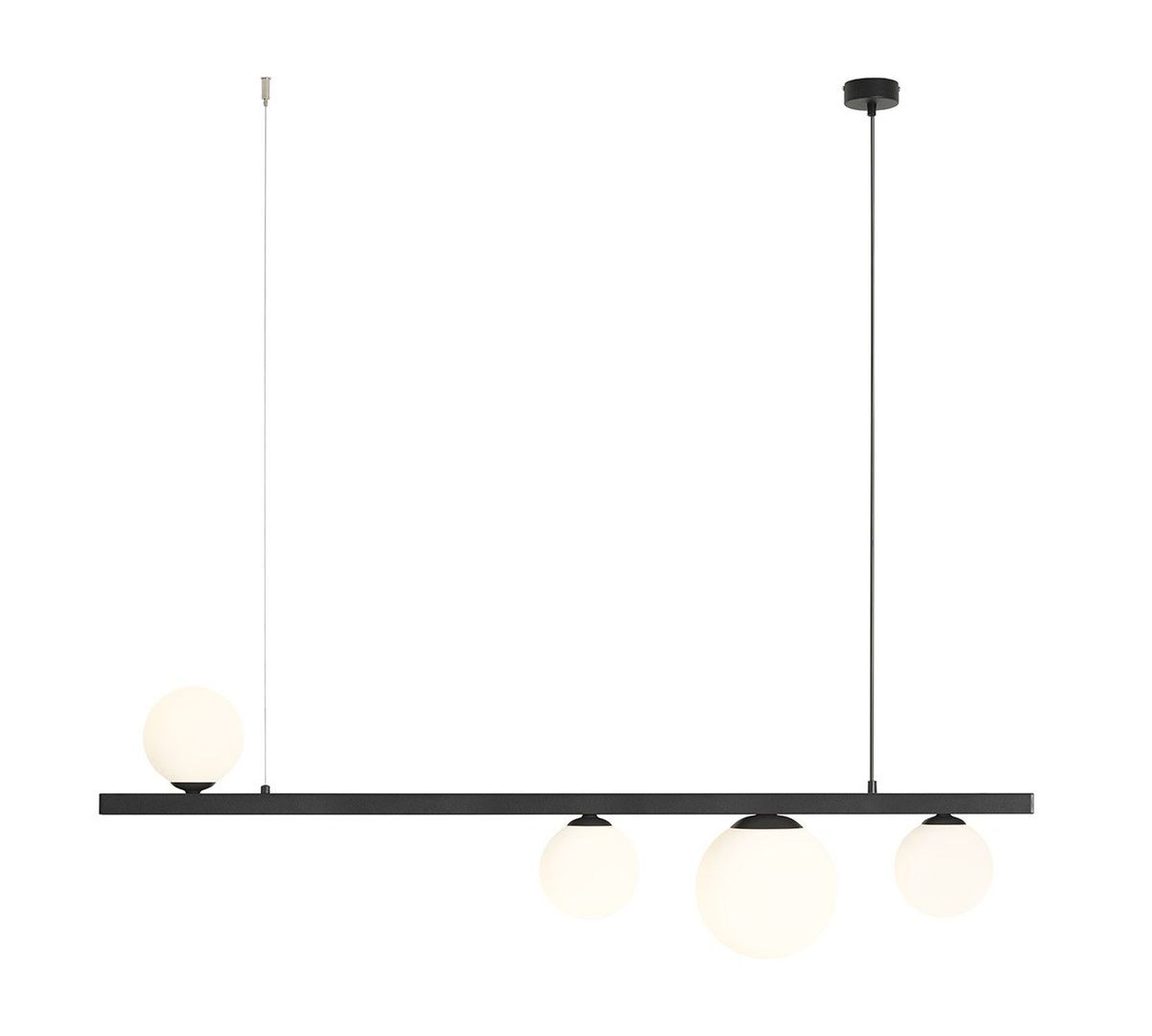 Suspension allongée Noir Blanc Verre E27 131 cm