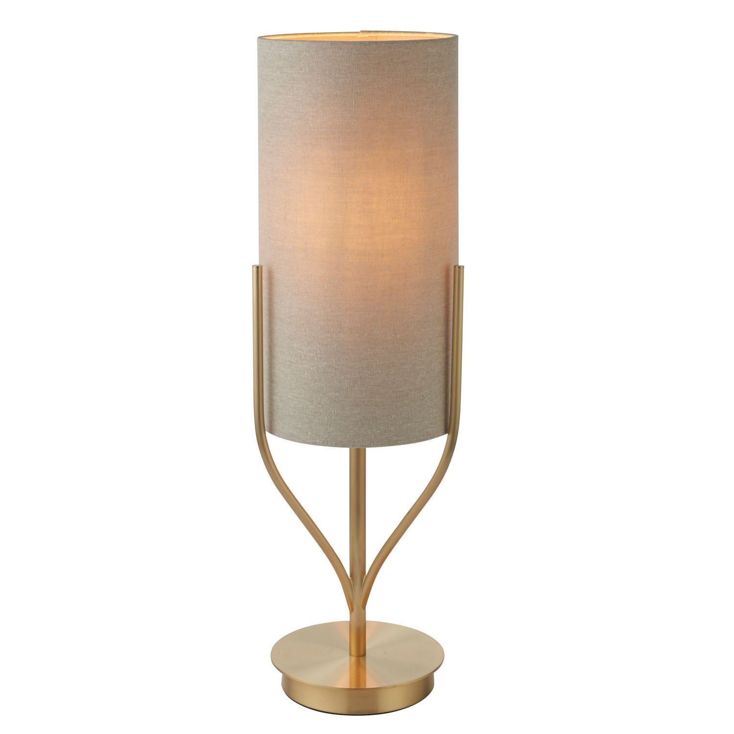 Lampe de table tissu métal 60 cm de haut en laiton crème E27