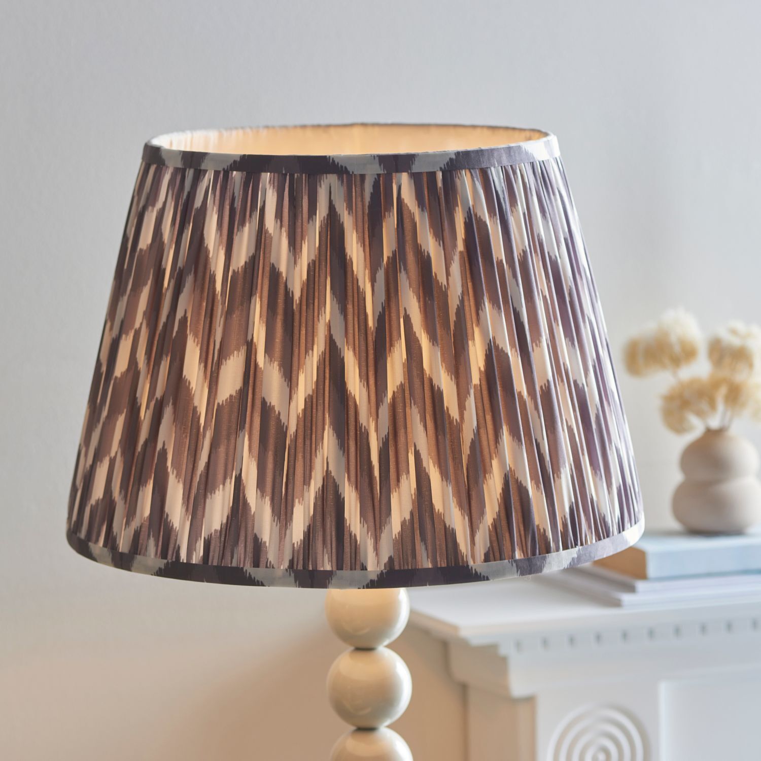 Lampadaire Tissu Métal 154 cm Crème Gris E27 à motifs