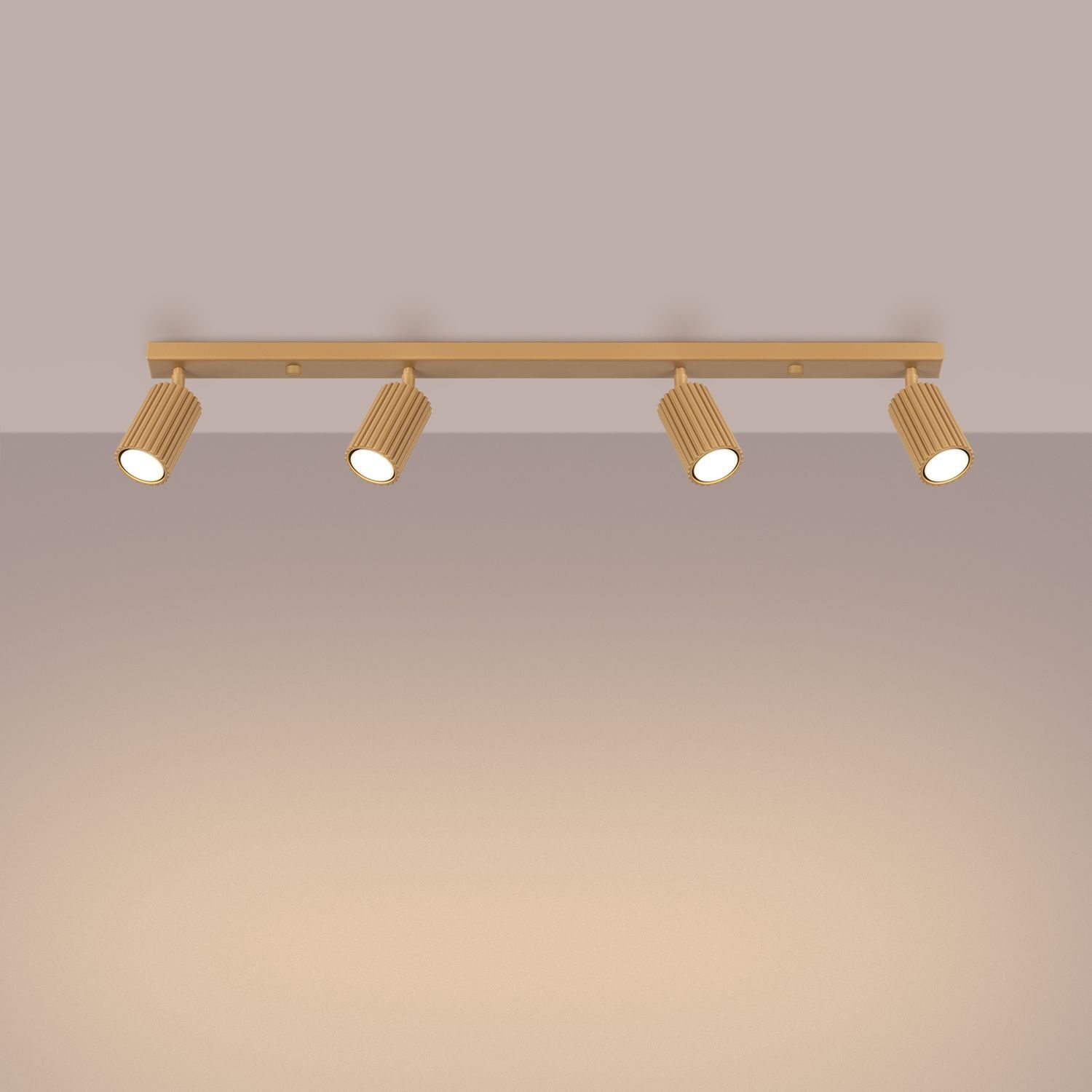 Lampe de plafonnier à 4 flammes 81 cm de long GU10 en aluminium doré