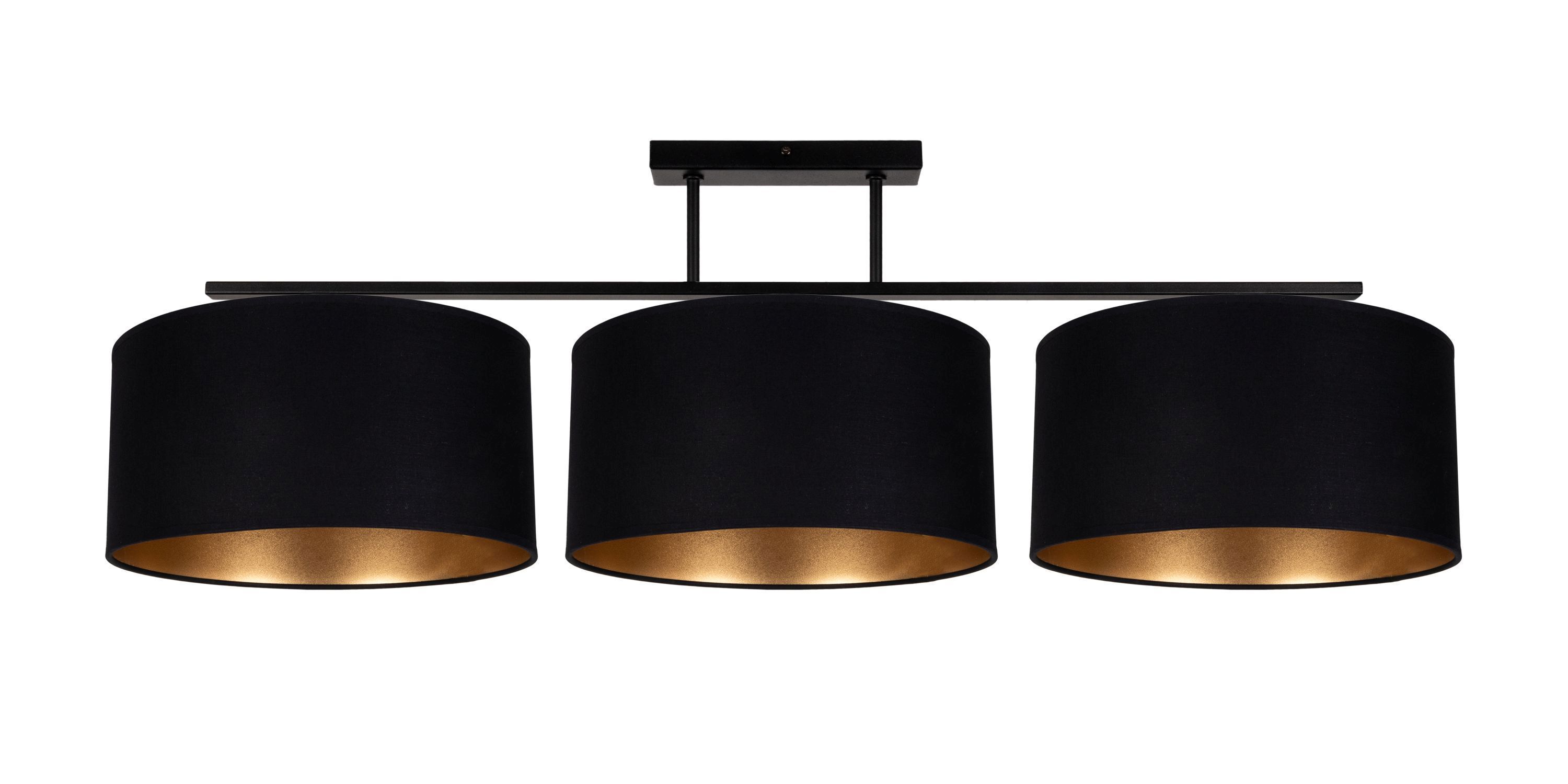 Plafonnier confortable Tissu Noir Or E27 100 cm Leuchte, Lampe, Beleuchtung, Deckenleuchte