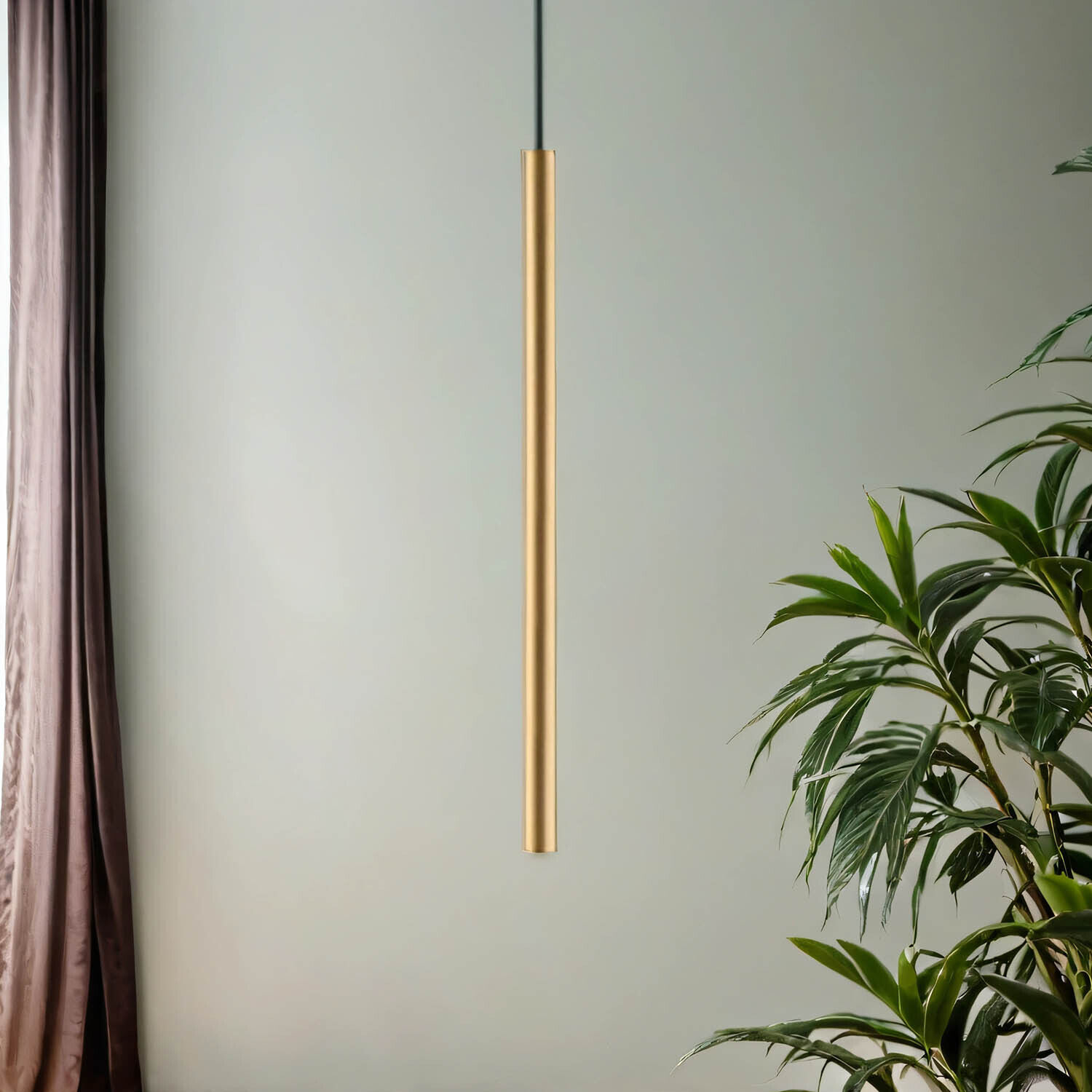 Suspension Ø 2,5 cm G9 en or mat cylindre étroit Drinnen, Innenarchitektur, Lampe