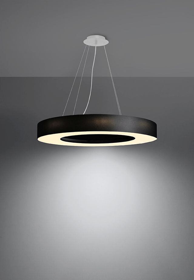 Suspension Noir Tissu Ø 70 cm rond 6x E27 Moderne