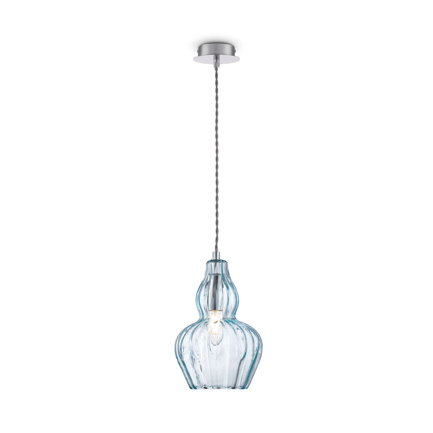 Lampe à suspendre verre métal E14 ronde Ø 16 cm Moderne