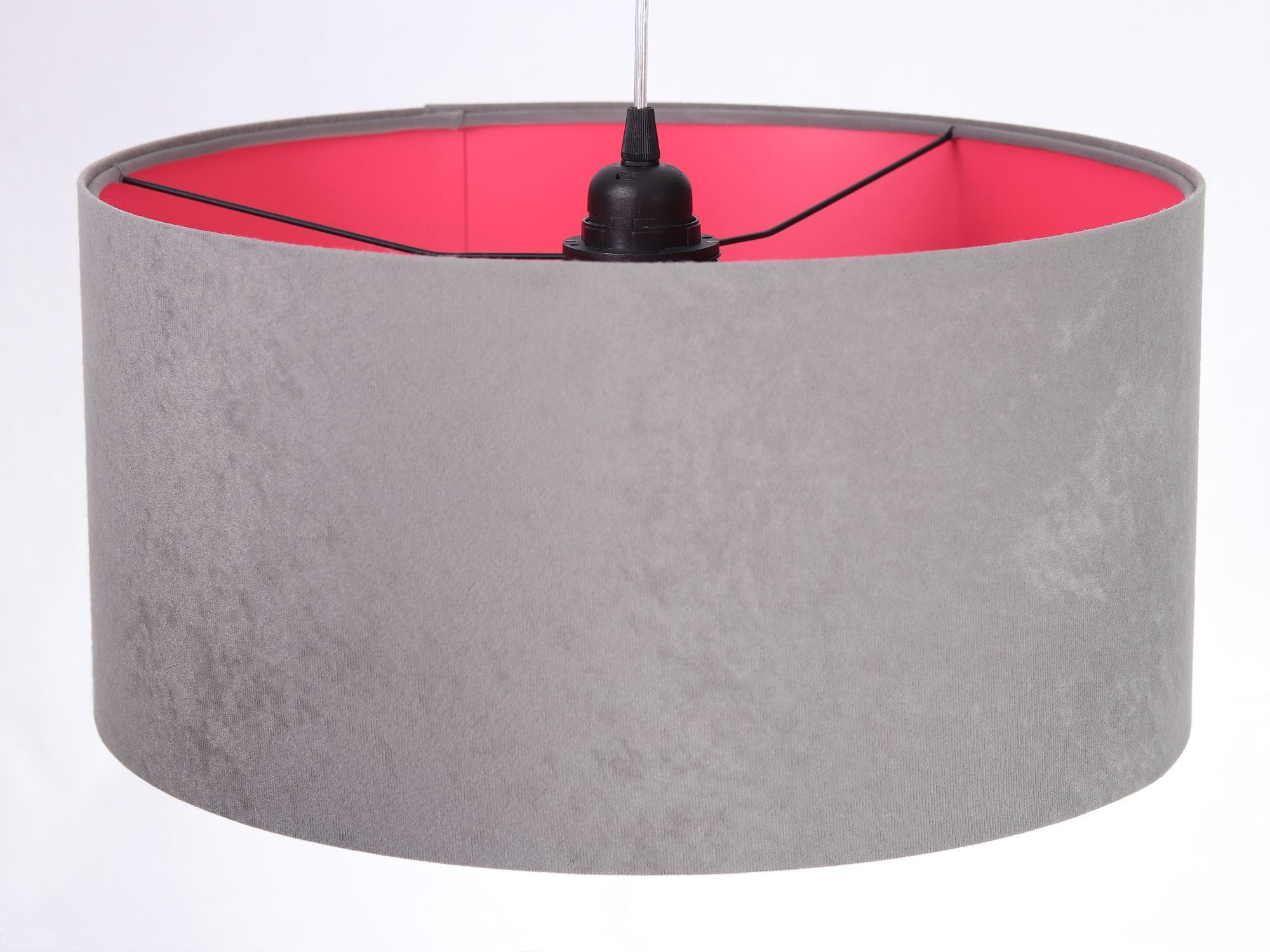 Lampe à suspendre Abat-jour Gris Rose Tissu Rétro Salle à manger