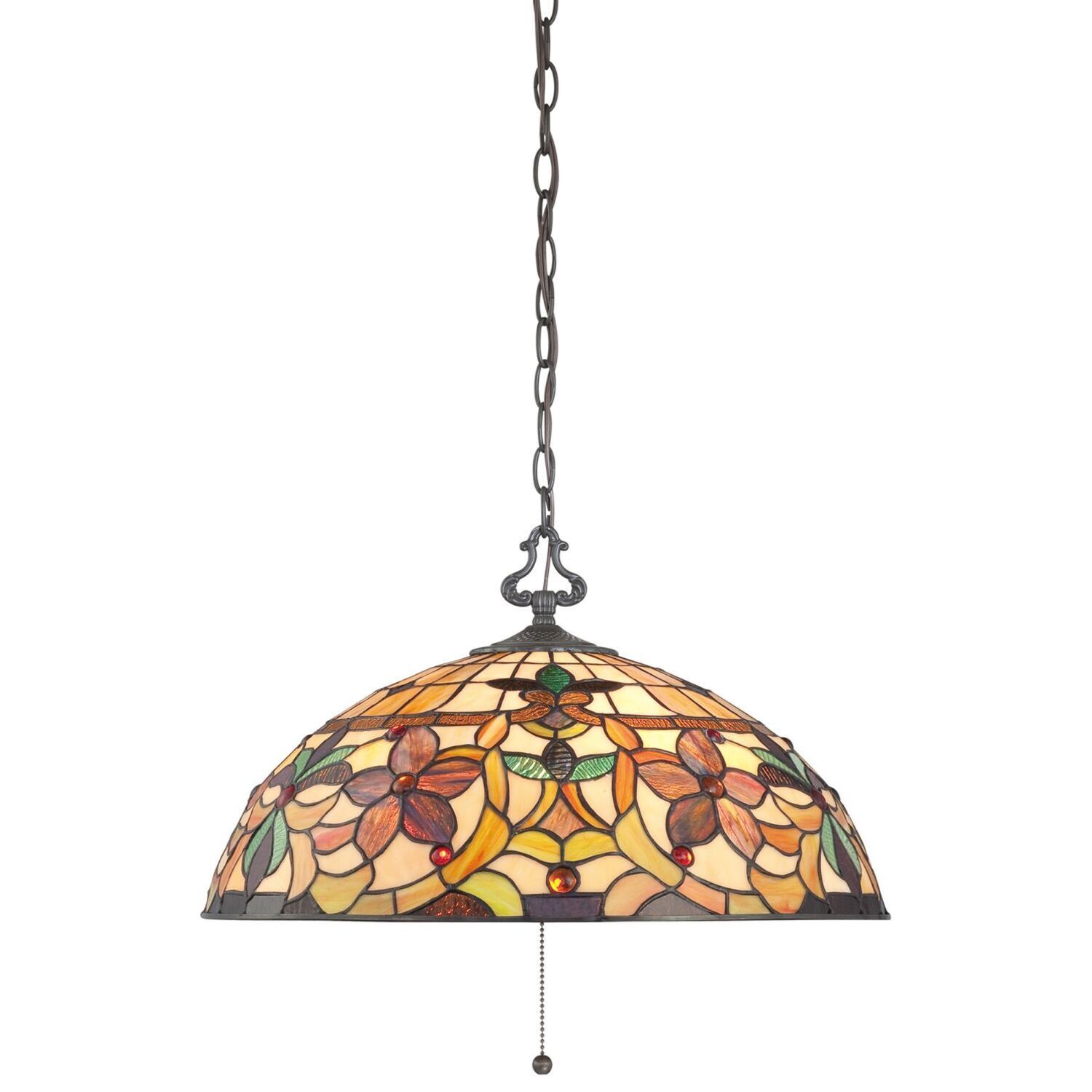haengeleuchte-pendelleuchte-haengelampe-farfalla-6-3-flammig-bronze-antik-gelb-gold-orange-tiffany-stil-01 Pendelleuchte, Tiffany-Stil, Glas, Blumenmuster, Kettenaufhängung