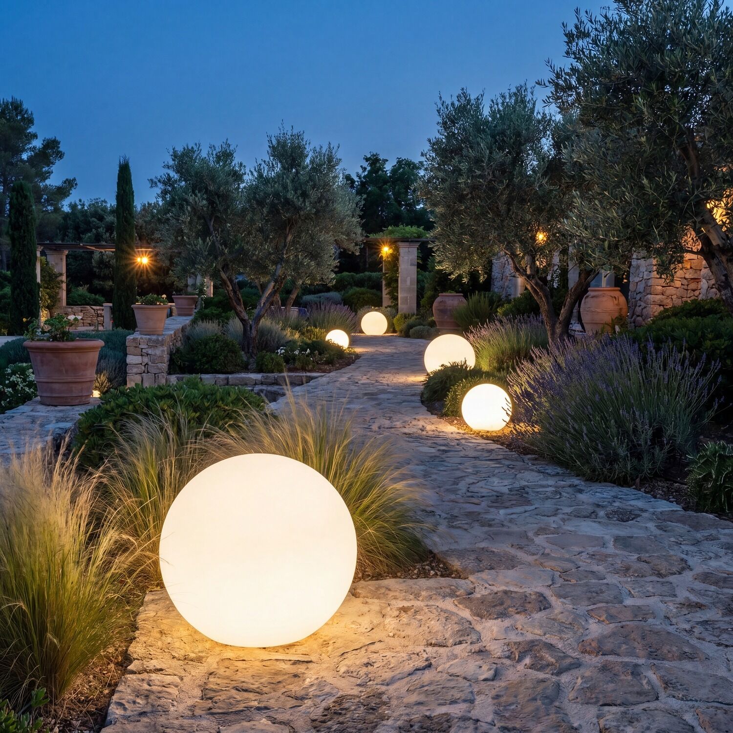Lichtkugel, Gartenbeleuchtung, Solarleuchte, Rund, Steinpfad
