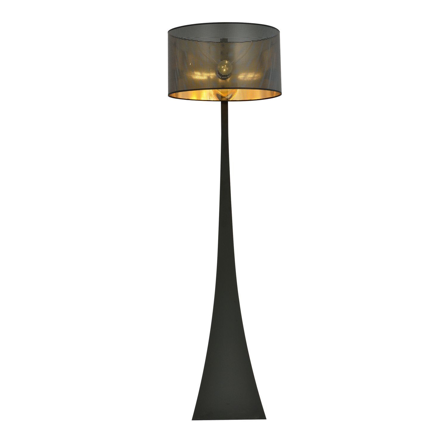 Lampadaire Tissu Métal 157 cm Moderne en noir or E27