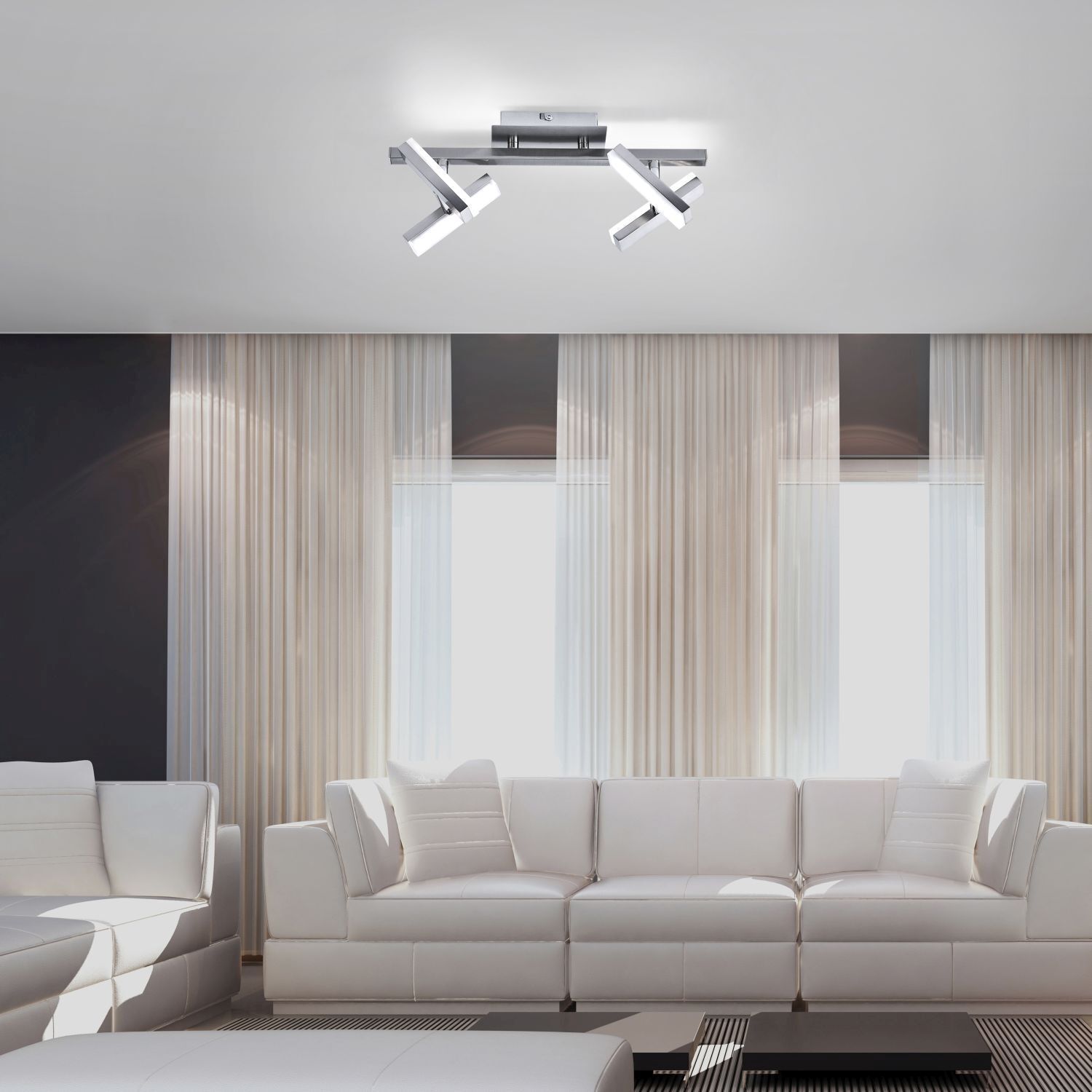 LED Deckenspot in Stahl Metall beweglich 225 lm 39 cm Drinnen, Innenarchitektur, Wohnzimmer, Couch, Dekoration für Zuhause