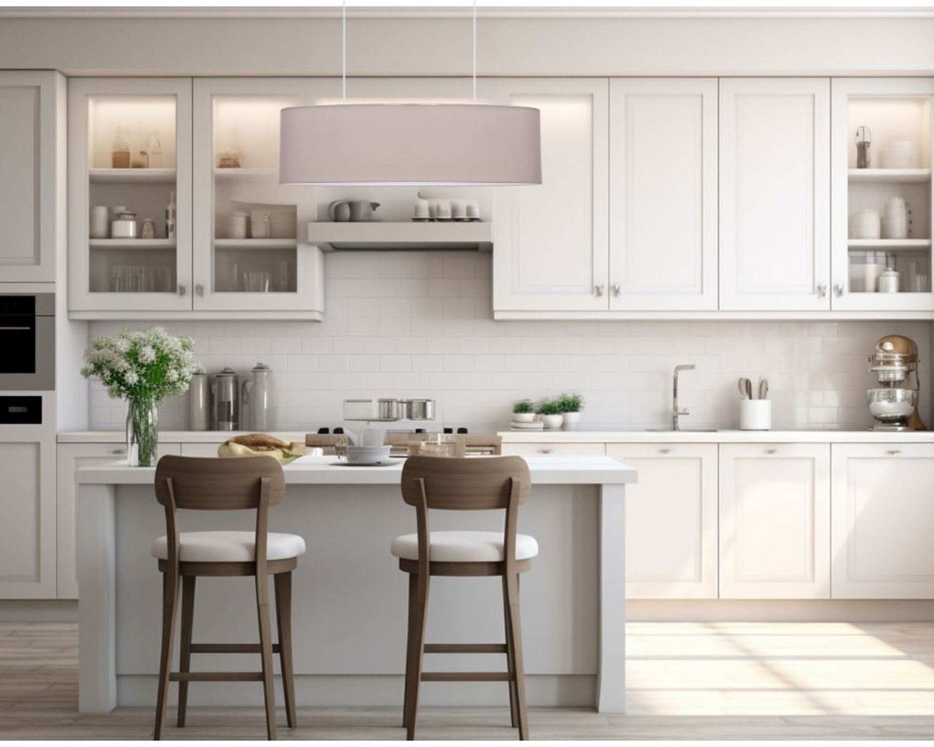 Suspension cosy tissu brun 2 flammes E27 70 cm Drinnen, Innenarchitektur, Küche, Kücheninsel