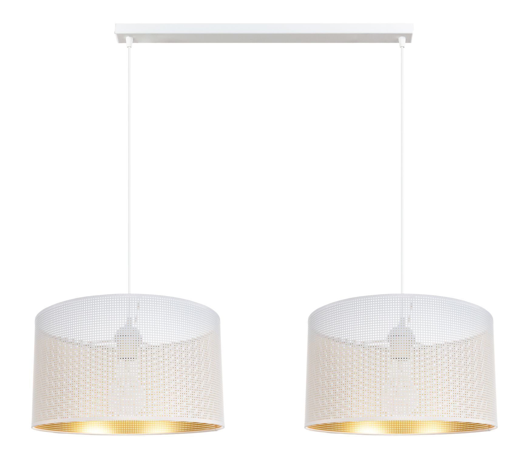 Grande lampe suspendue métal blanc or E27 2flmg L:90 cm