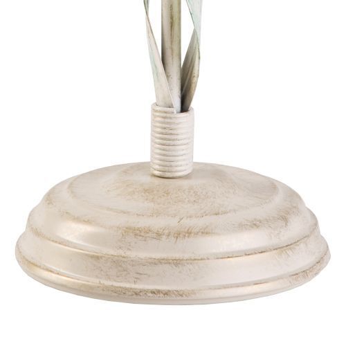 Lampe de table métal shabby blanc tissu rond maison de campagne