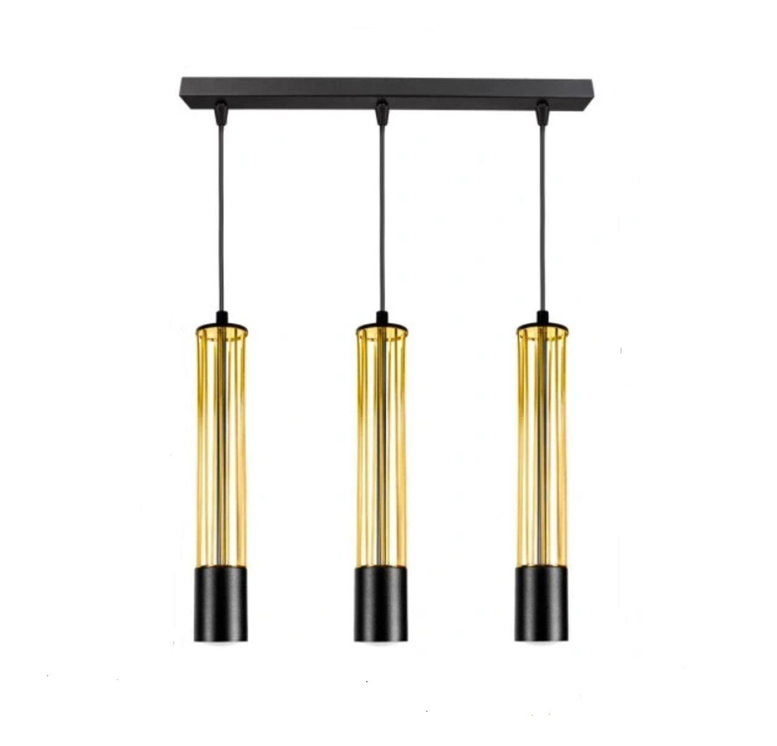 Suspension métal GU10 L:55 cm noir or 3-flmg