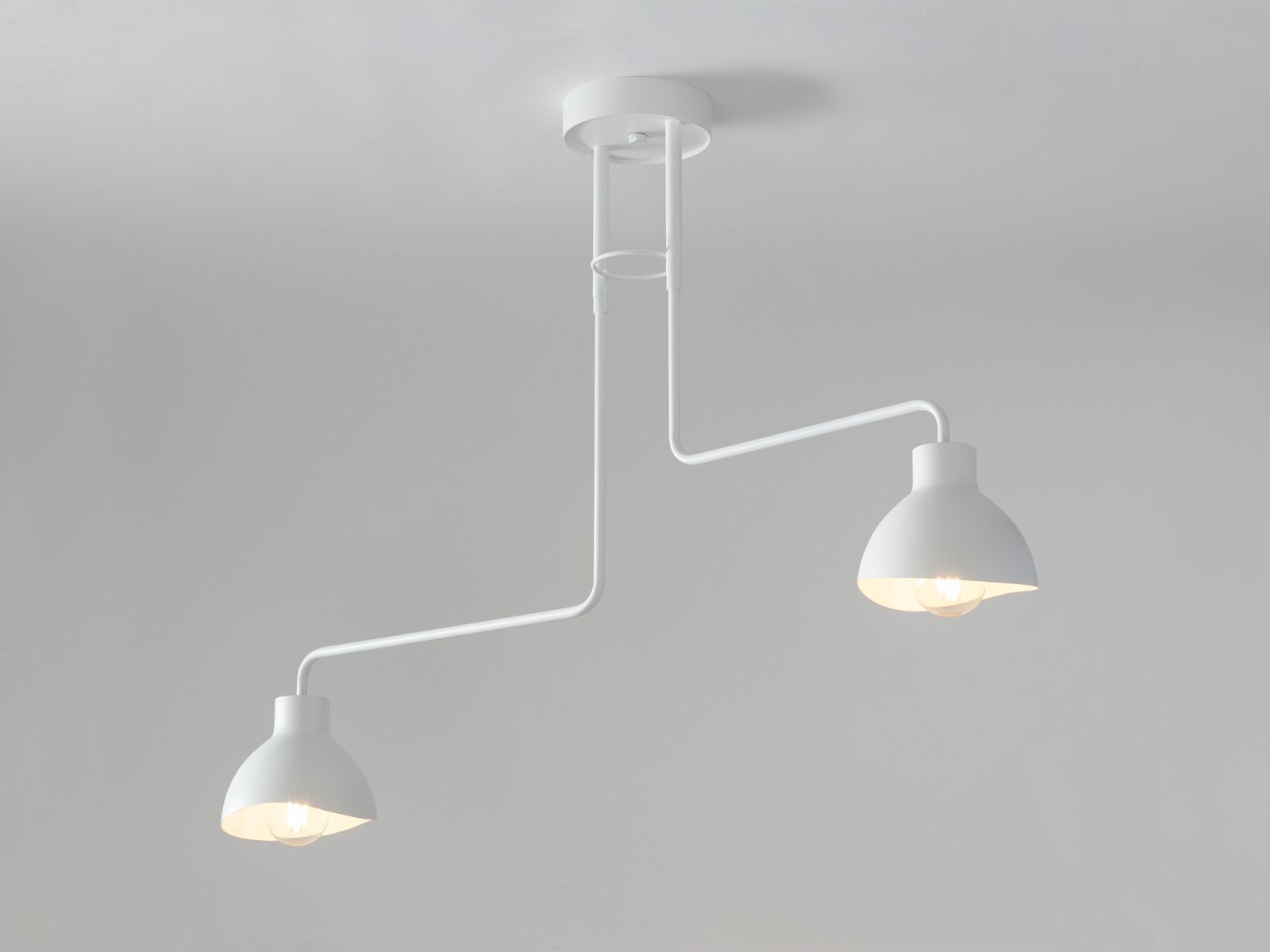 Plafonnier blanc métal 2flmg E27 jusqu'à 60W décoratif