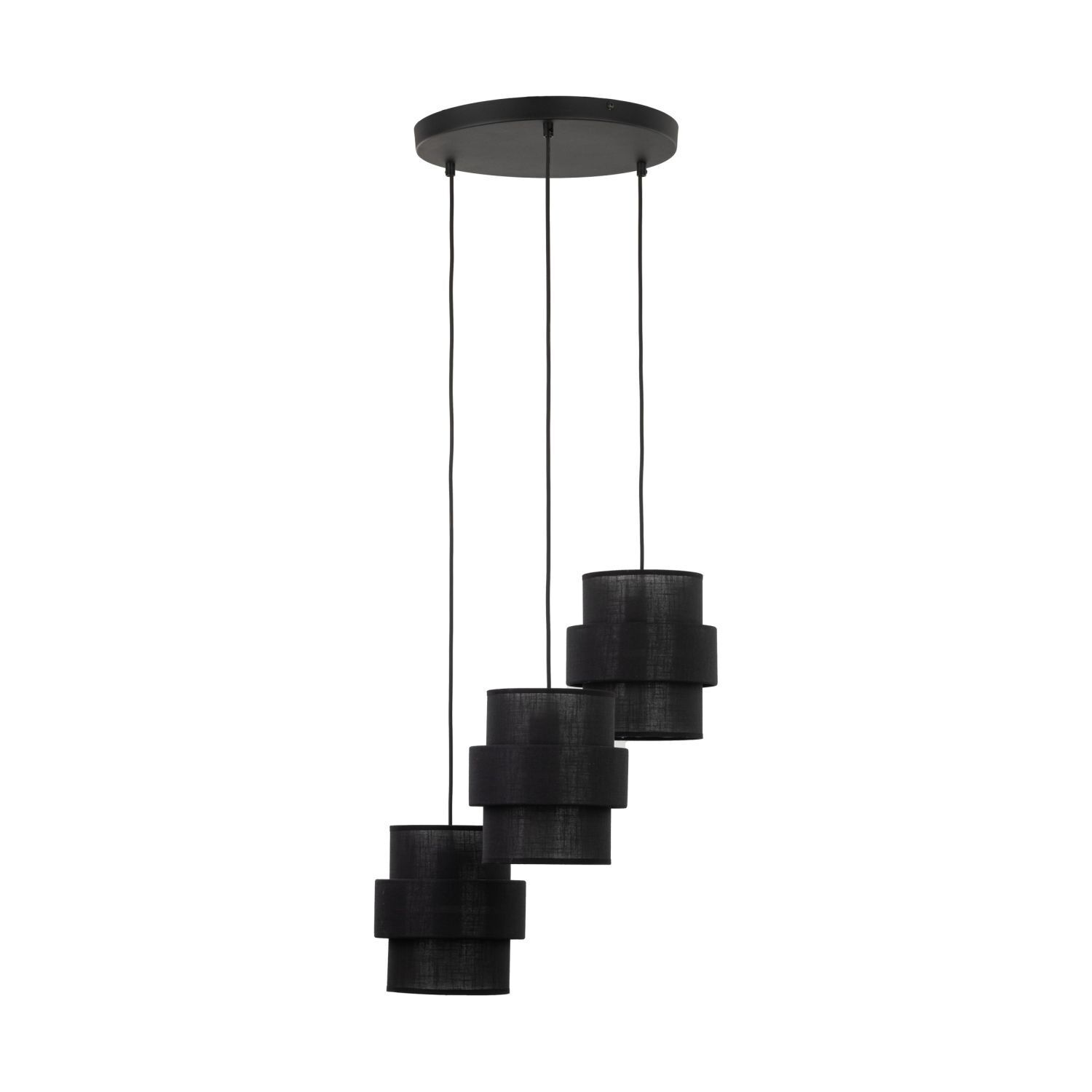 haengelampe-esstischlampe-modern-stofflampe-greet-3x-e27-bis-15w-schwarz-fuer-wohnzimmer-esszimmer-arbeitszimmer-modern-le111302-01 Pendelleuchte, schwarz, Mehrstufen, zylindrische Schirm, Deckenmontage