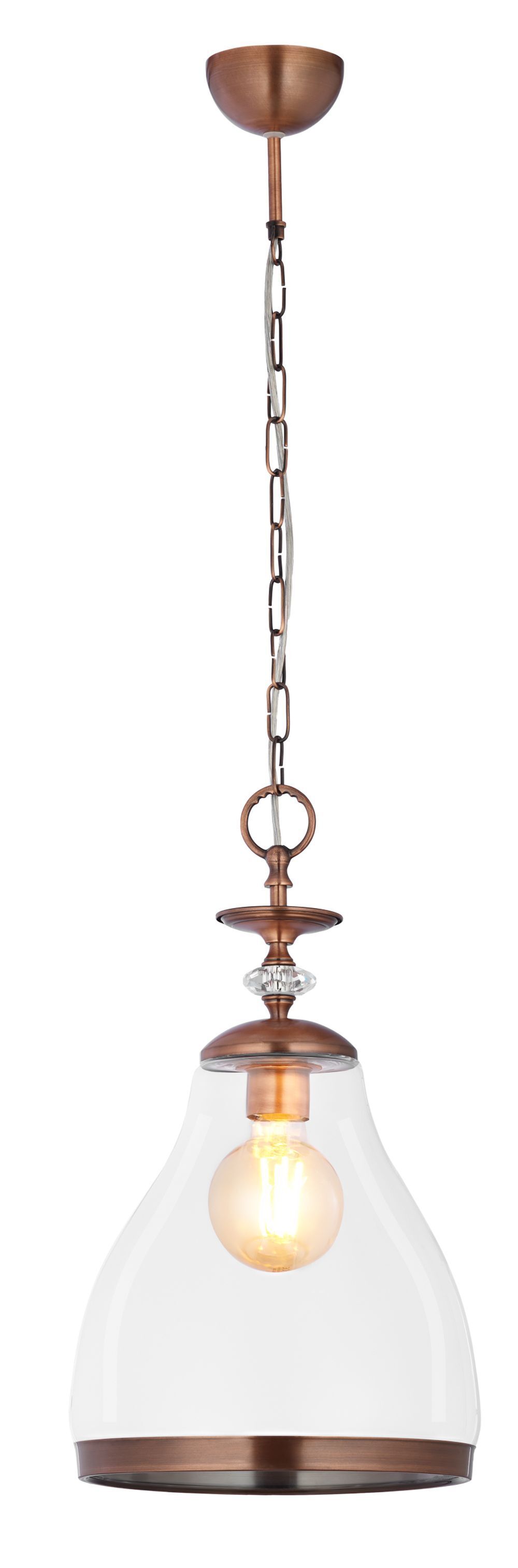 Suspension ronde métal verre E27 Ø29cm confortable