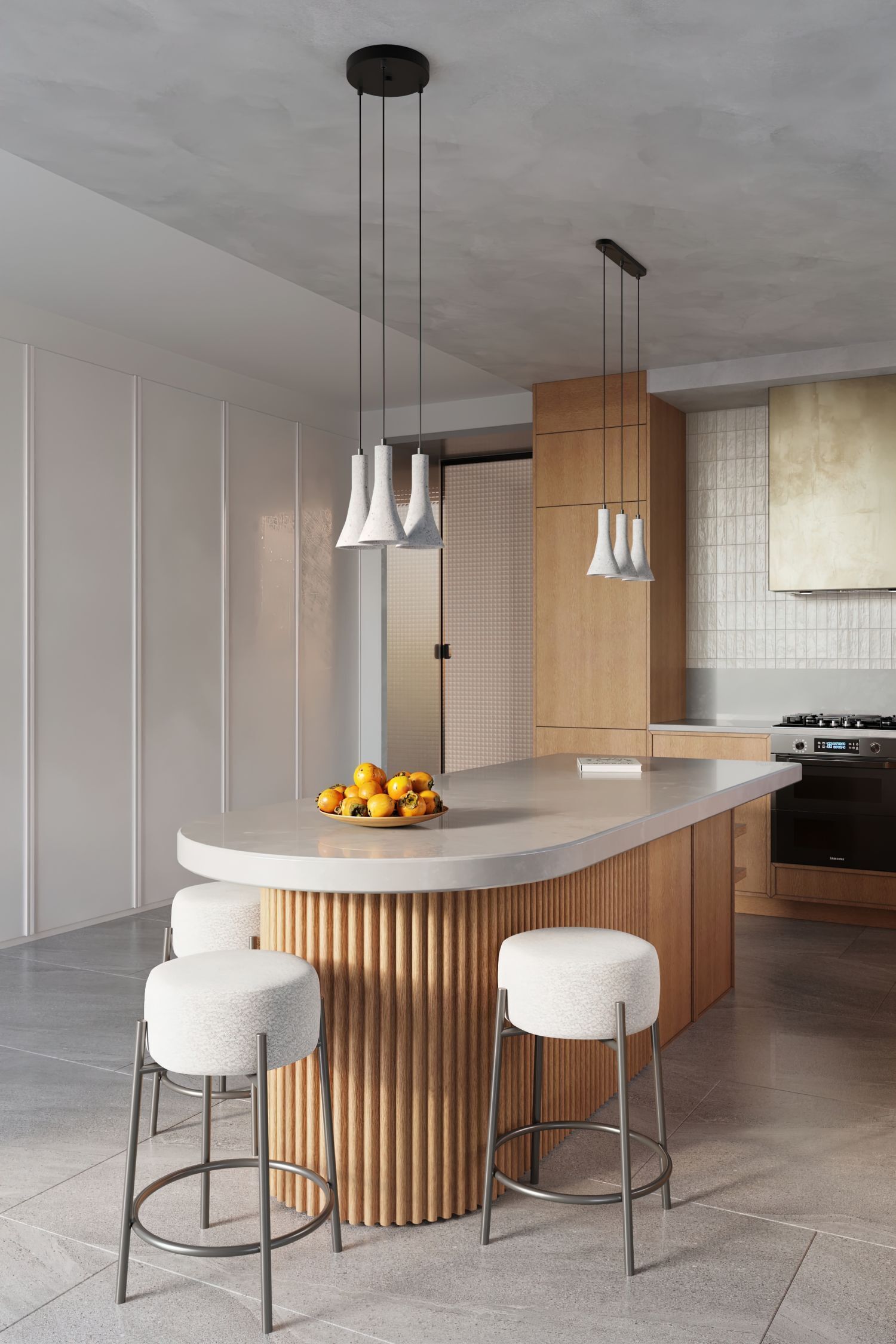 Hängelampe Beton Stahl Grau Schwarz E14 L:12 cm kitchen, island, bar stools, lighting