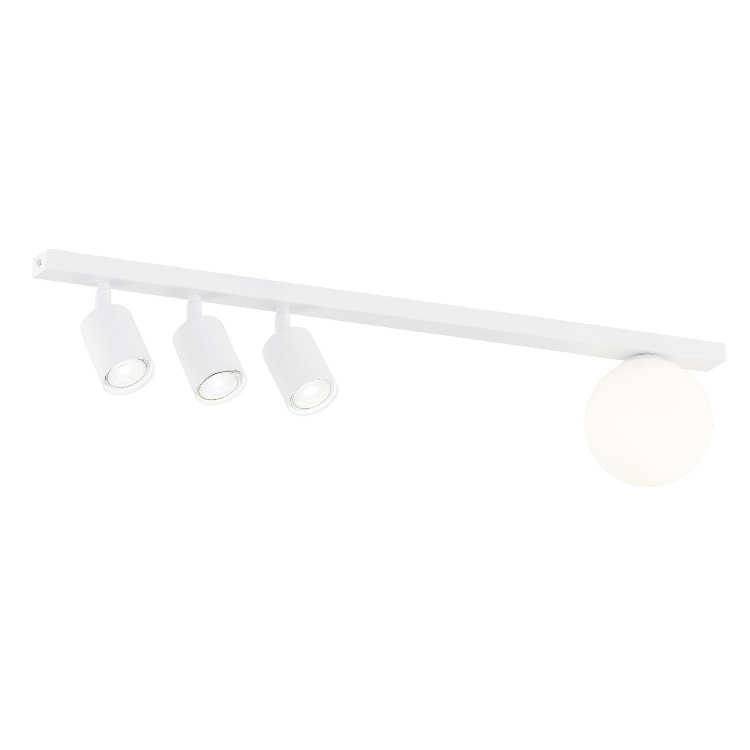 Spot de plafond verre métal 70 cm de long blanc 3x GU10 + E14
