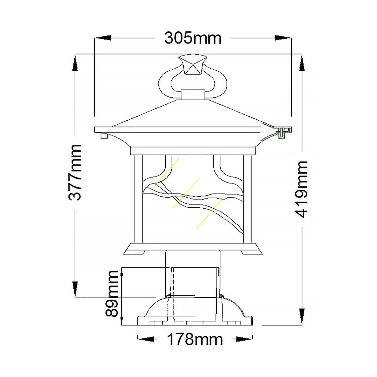 Lampe de socle Vintage E27 IP44 41,9 cm de haut en cuivre antique Lampe