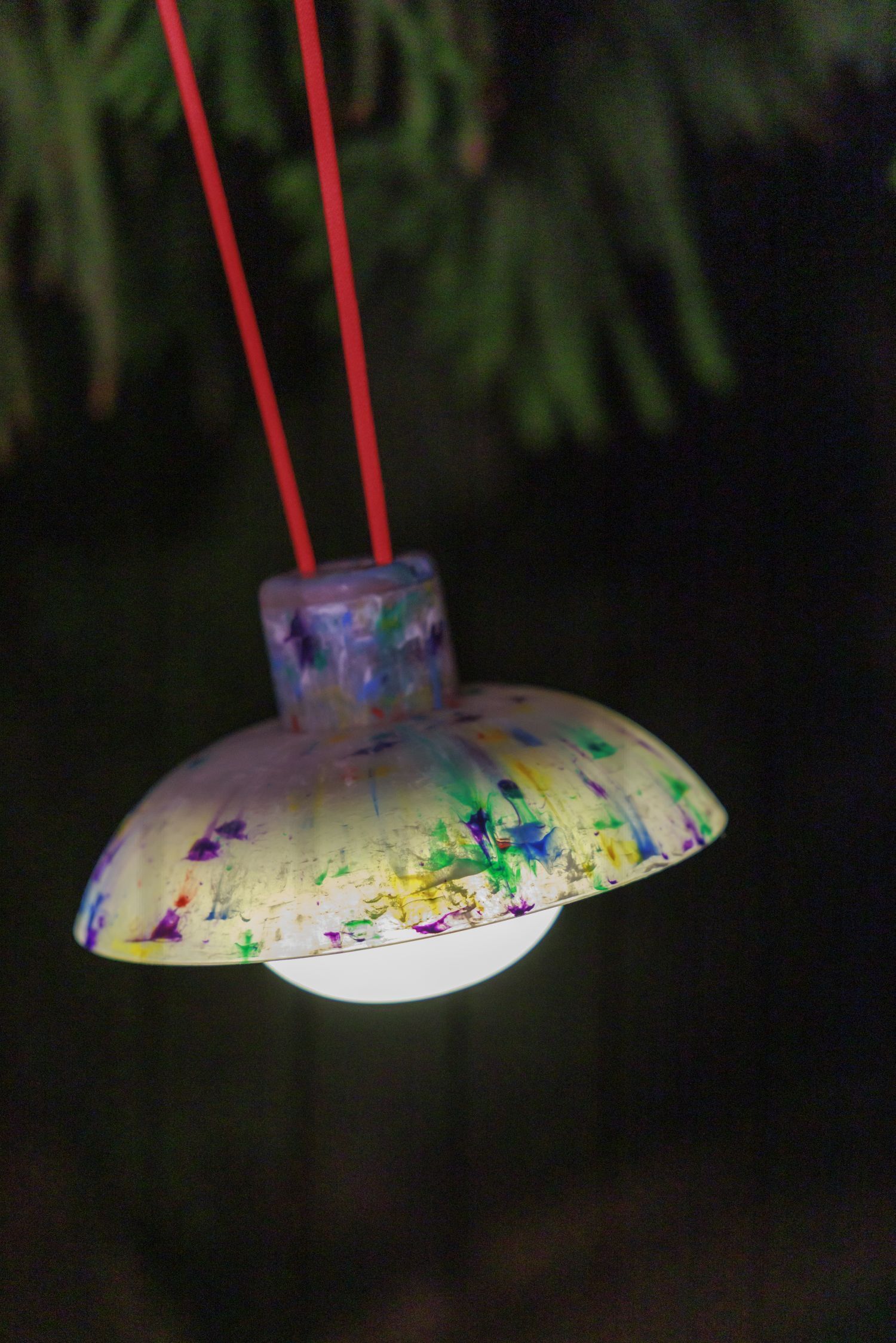 LED Akku Hängelampe dimmbar Bunt IP54 3000K Ø20cm rund Hängeleuchte, Stofflampenschirm, Farbenfärbung, Ovaler Schirm, Lampenpendel