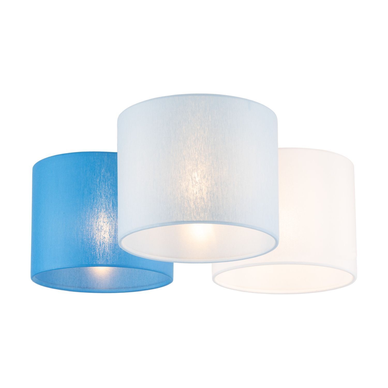 Lampe de chambre d'enfant bleu blanc 3 flammes tissu E27 plafond