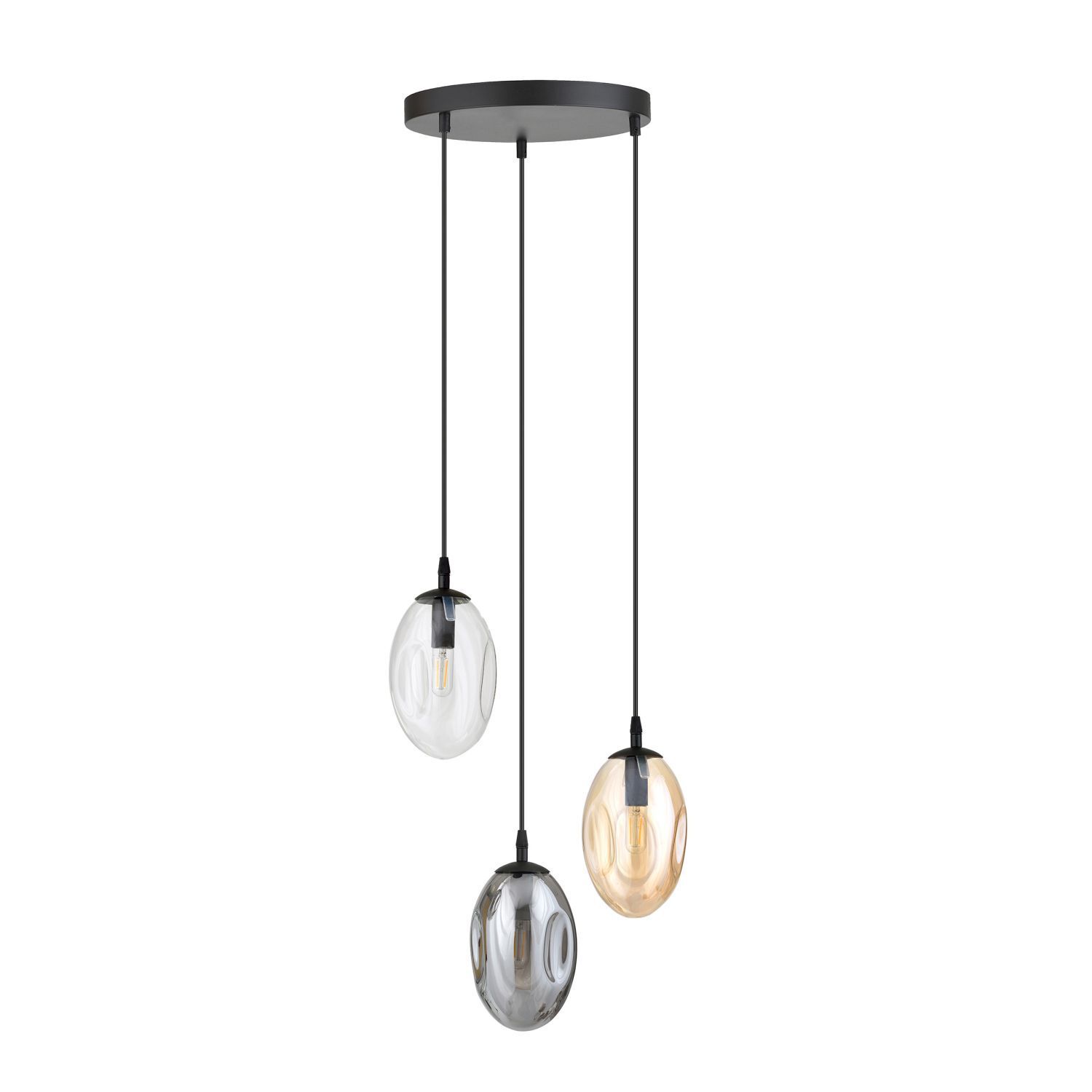 Lampe à suspendre verre fumé 3 flammes E14 Ø 40 cm CARLU