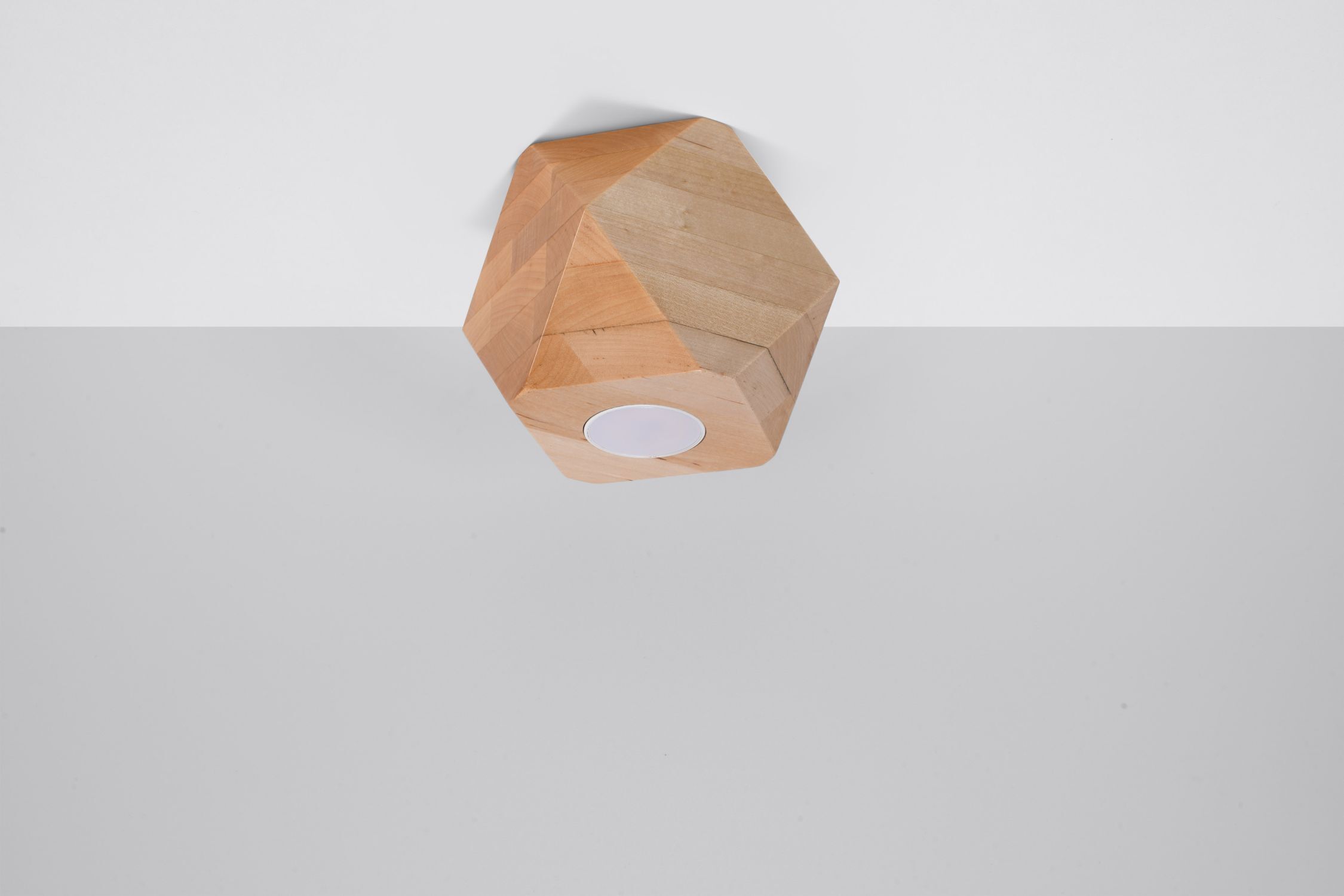 Petit plafonnier en bois géométrique H : 12 cm plat GU10
