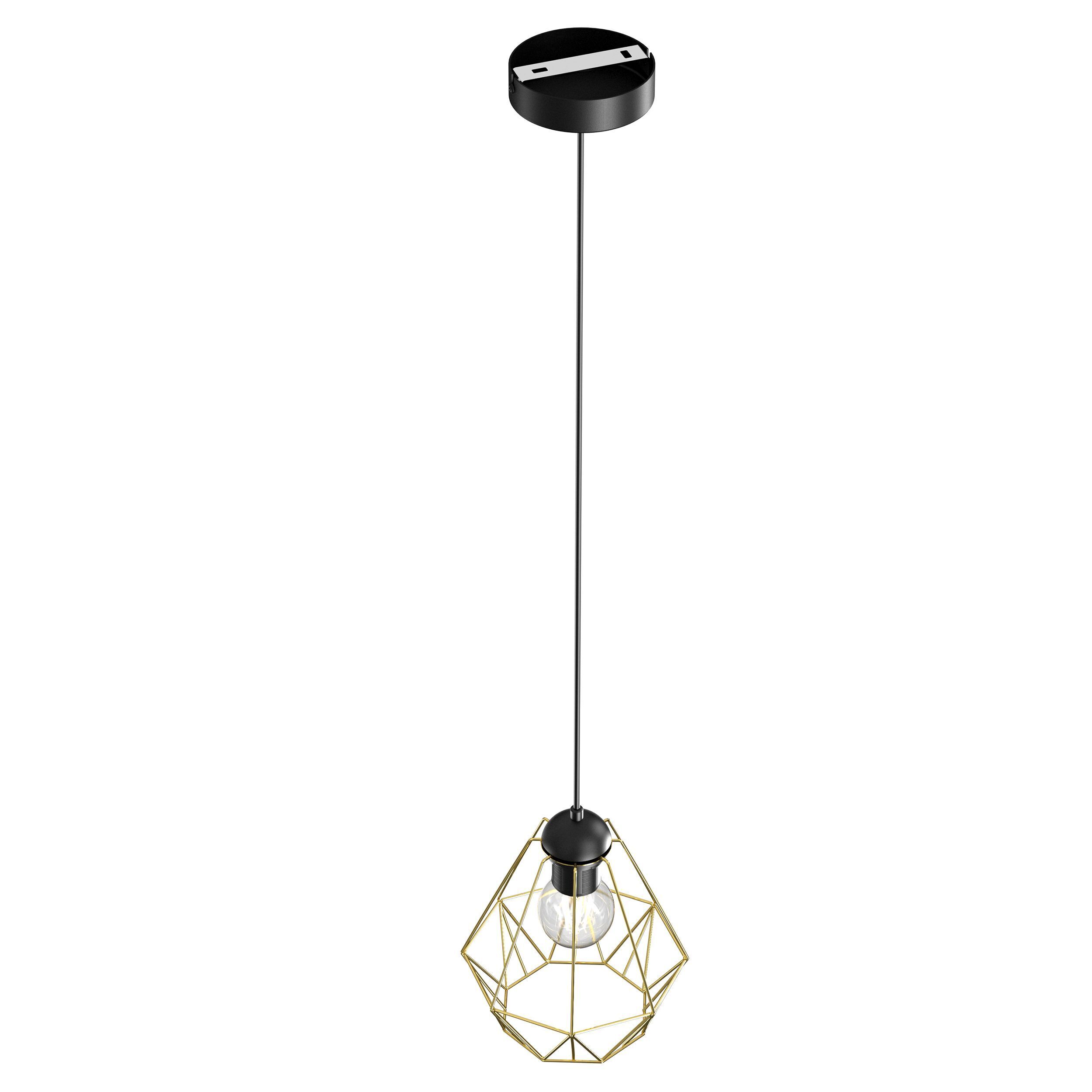 Lampe à suspendre métal géométrique or noir E27