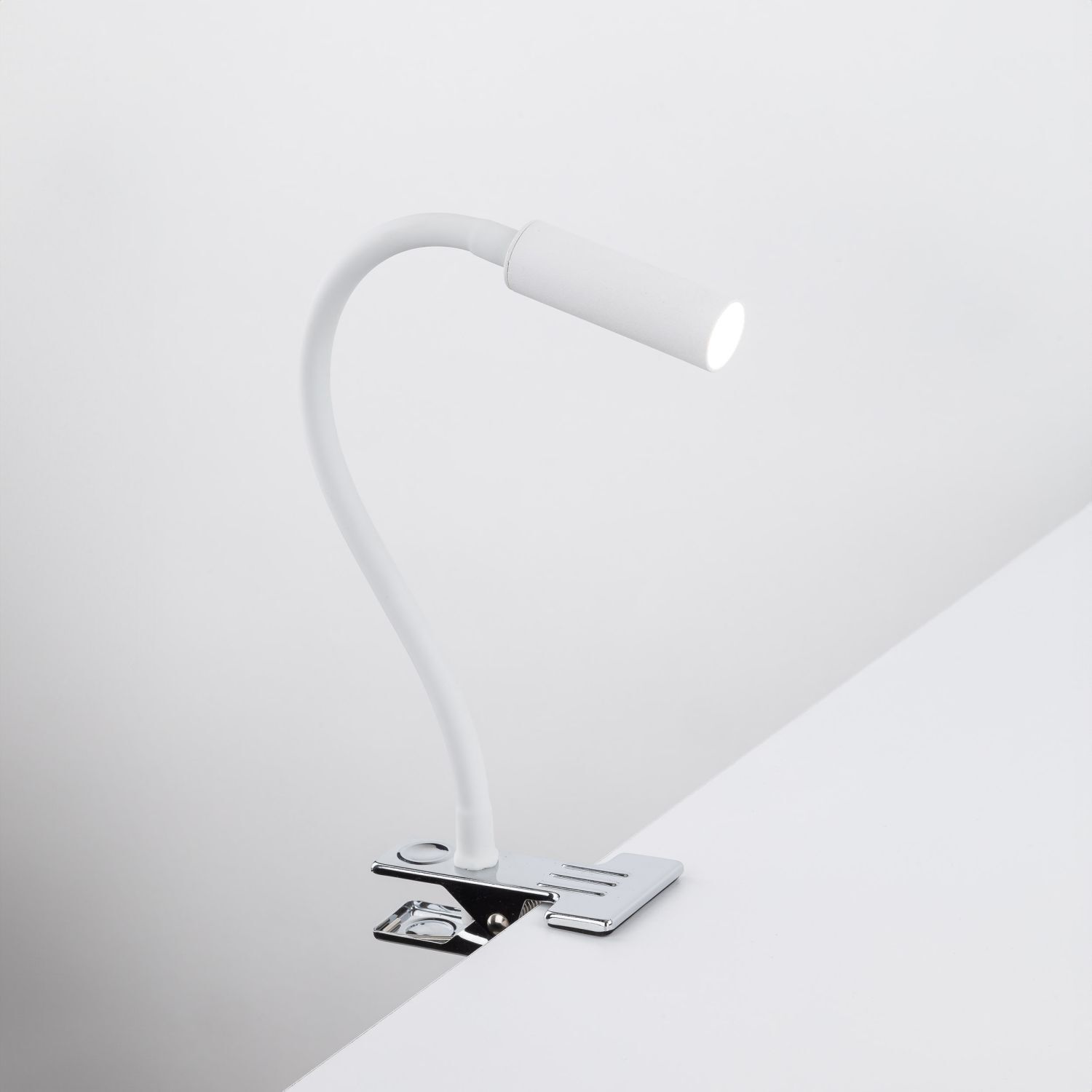 Lampe de bureau à pince Bras flexible 40 cm G9 blanc chrome Lampe, Tischlampe