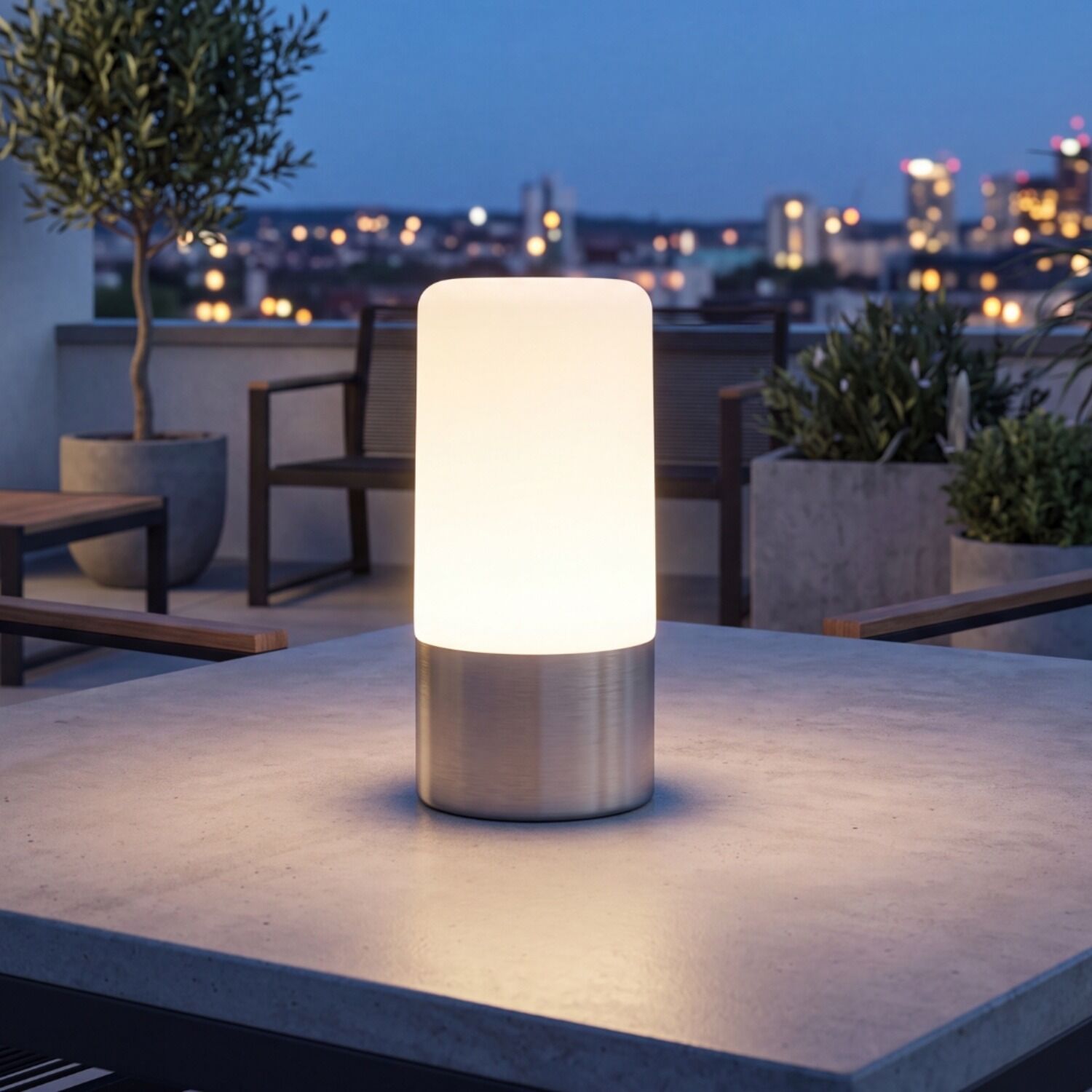 Tischleuchte, LED-Lampe, Nachttischlampe, Outdoor, Metallbasis